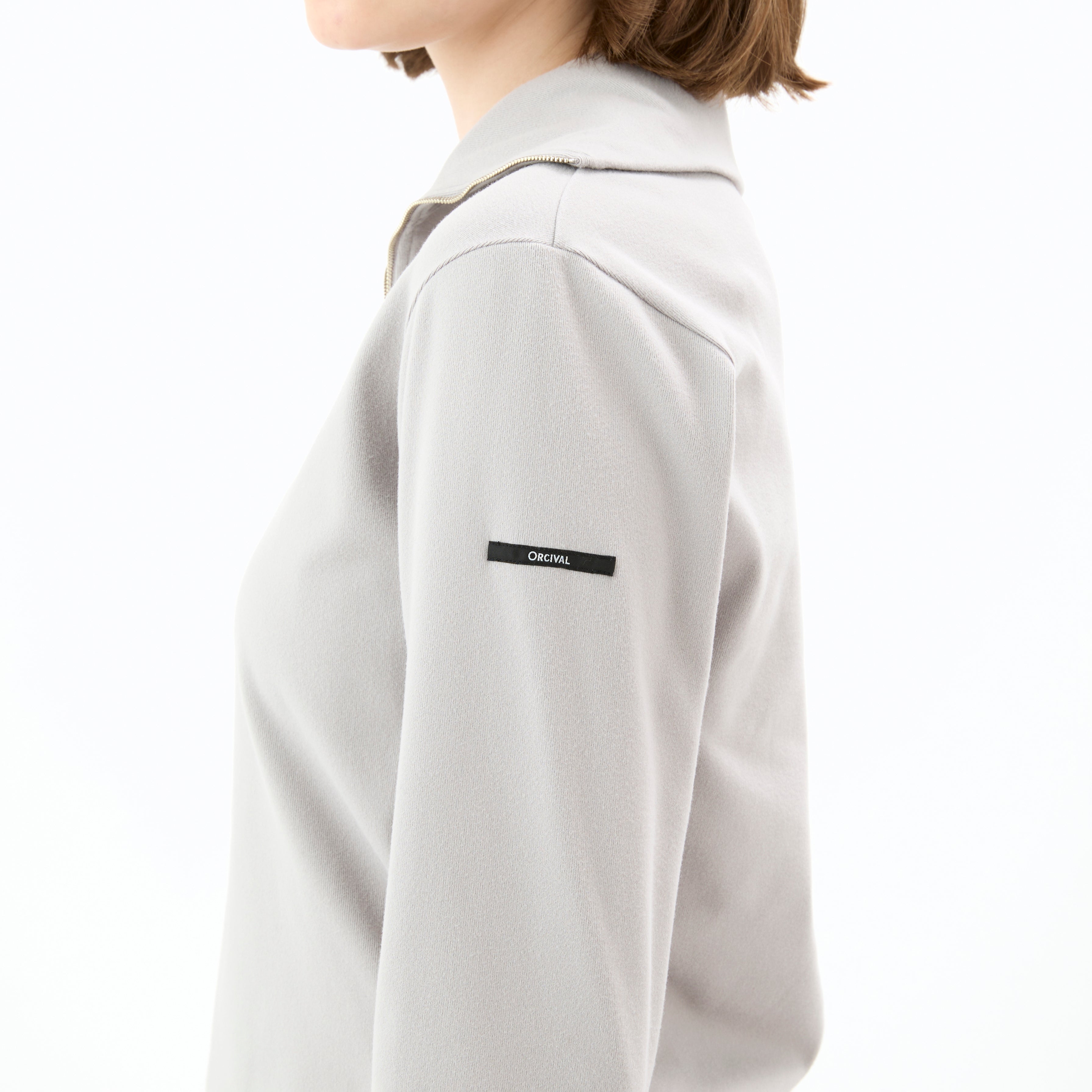 Women's Polyester Brushed Stretch Rib Half Zip Knit