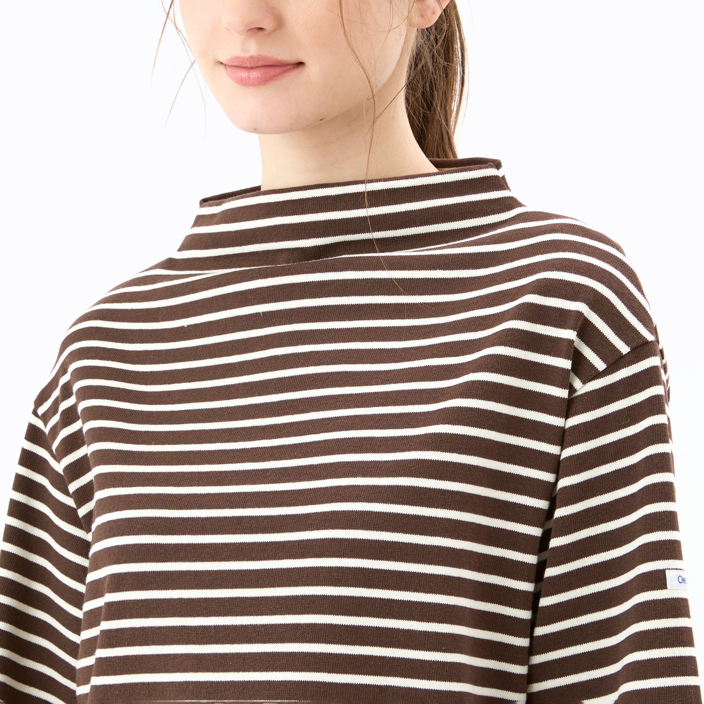 Women's Cotton Lourd Bottle Neck Dress Narrow Stripe