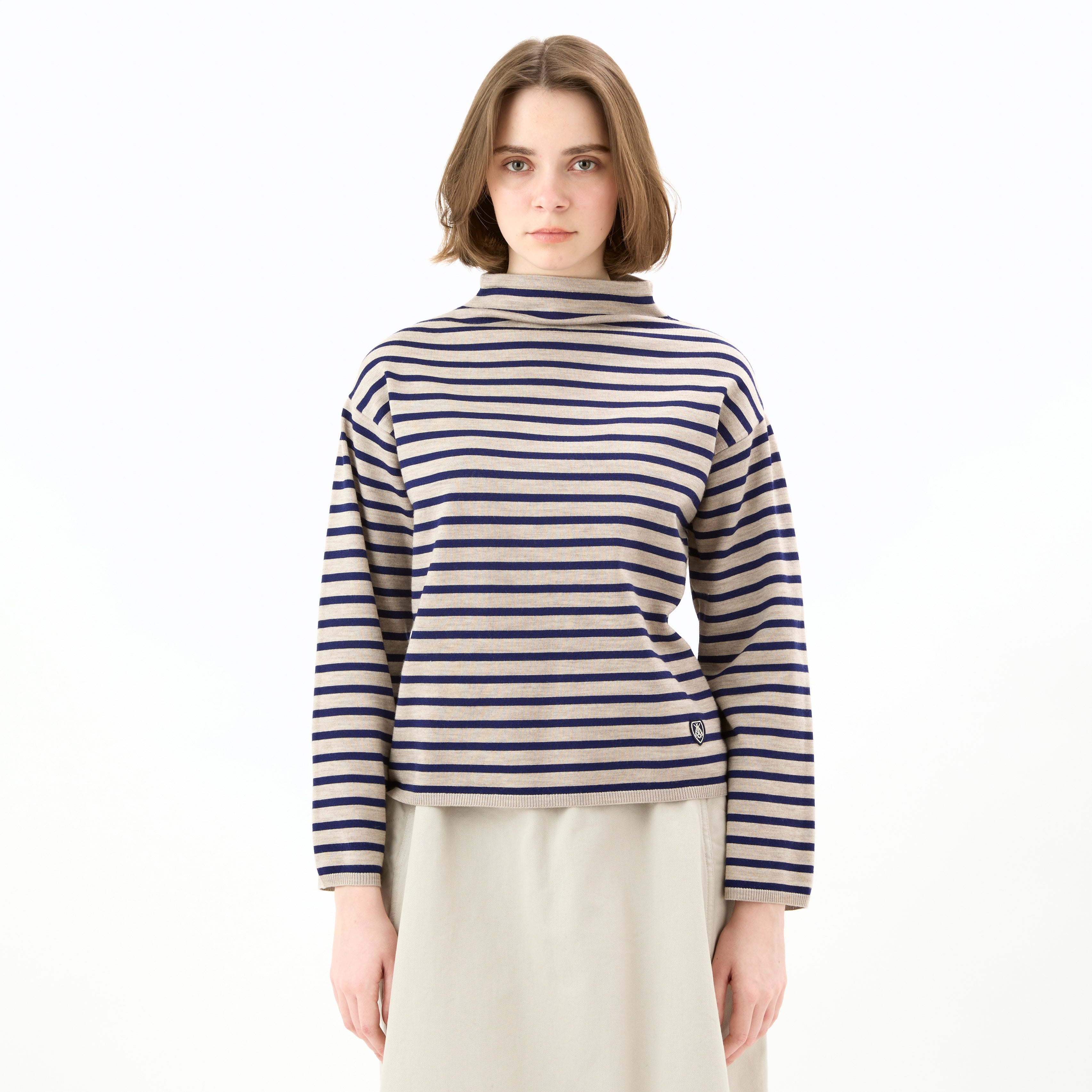 Women's Wool Plating Mock Neck Knit