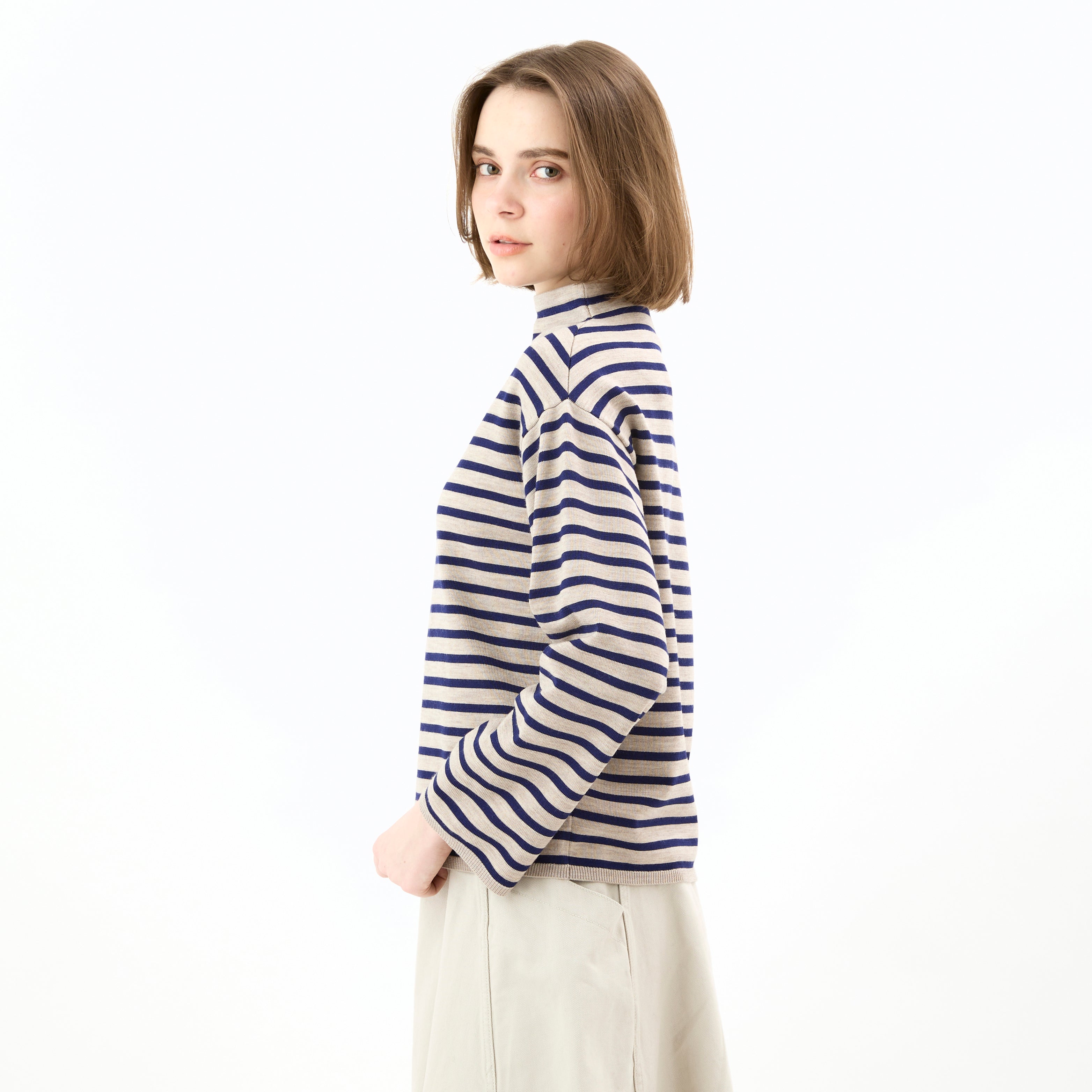 Women's Wool Plating Mock Neck Knit