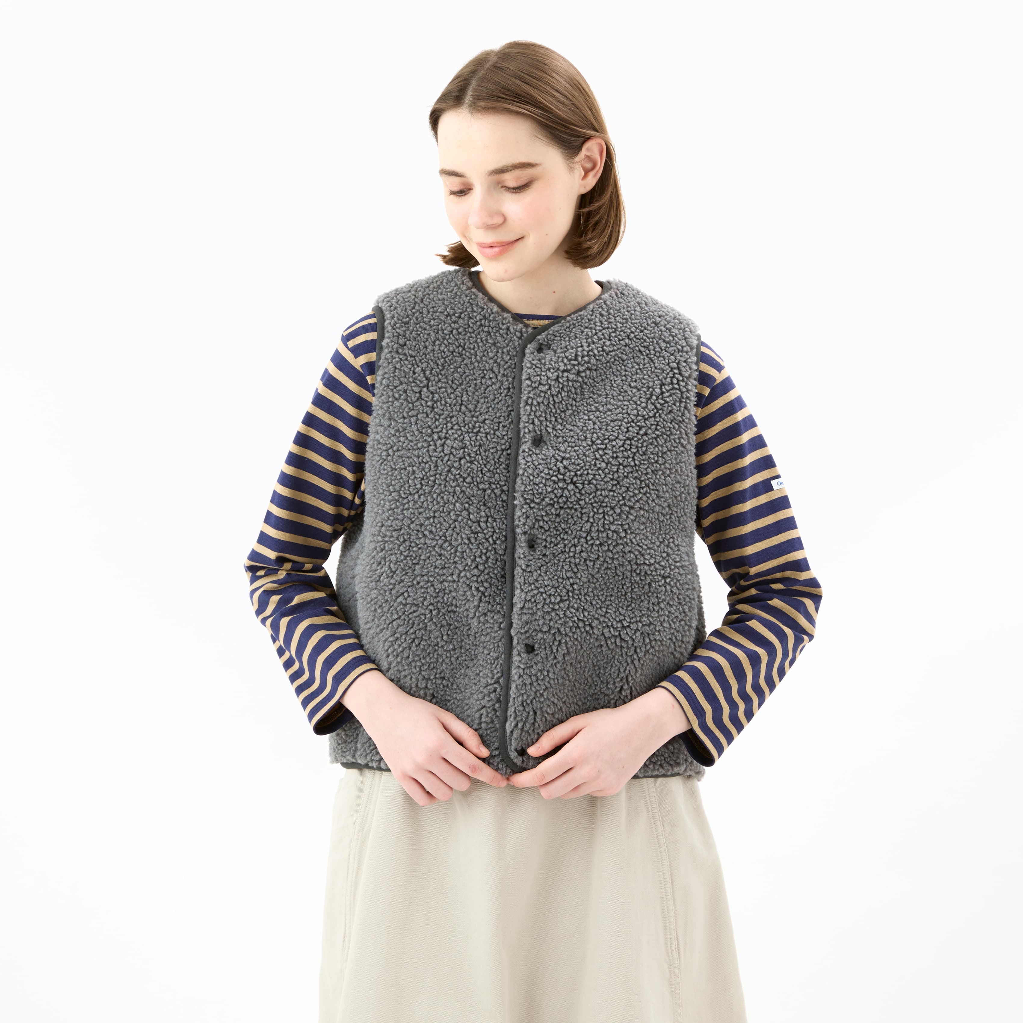 Women's Boa Fleece Collarless Vest｜ORCIVAL