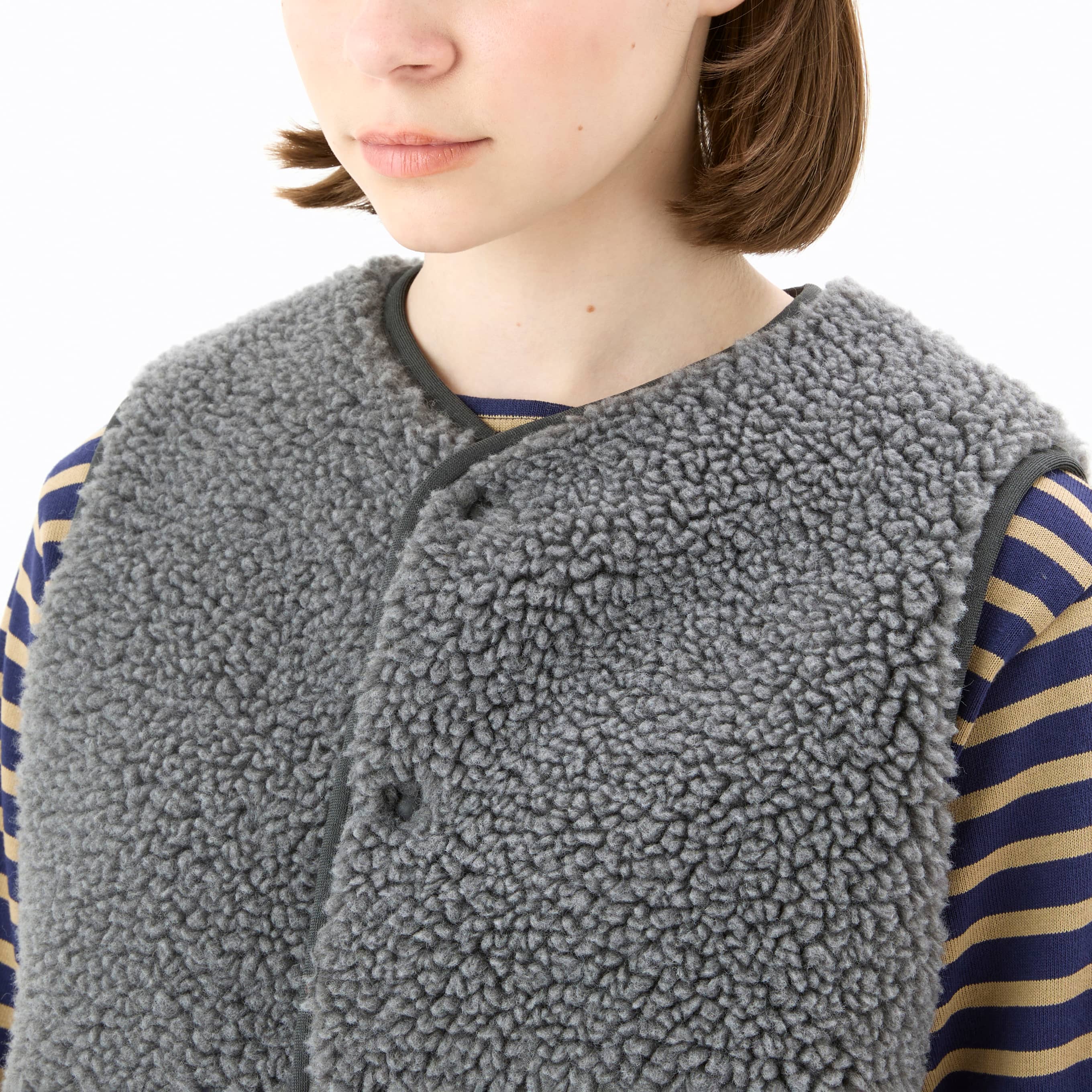 Women's Boa Fleece Collarless Vest｜ORCIVAL