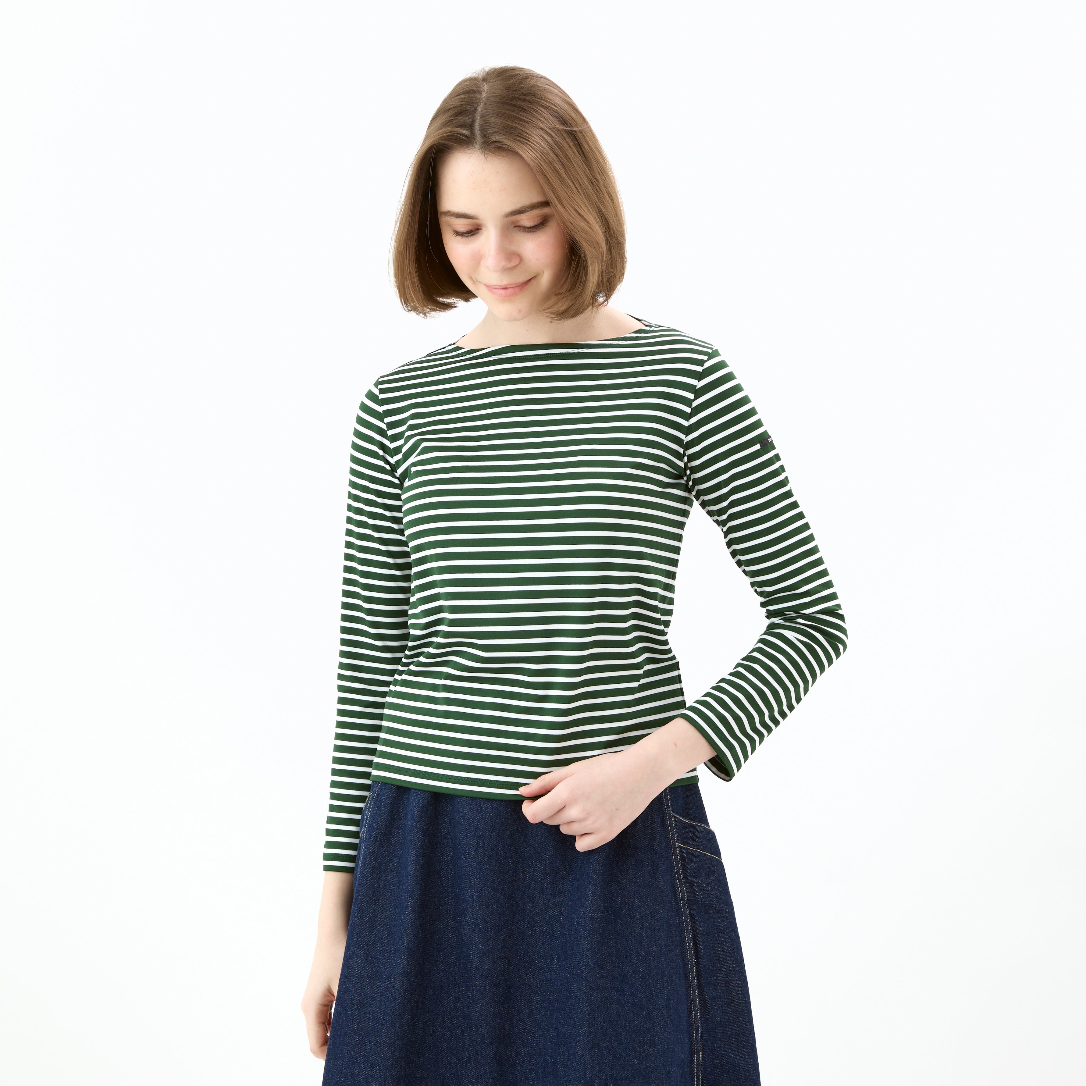 Women's Polyester Boat Neck Long Sleeve Pullover