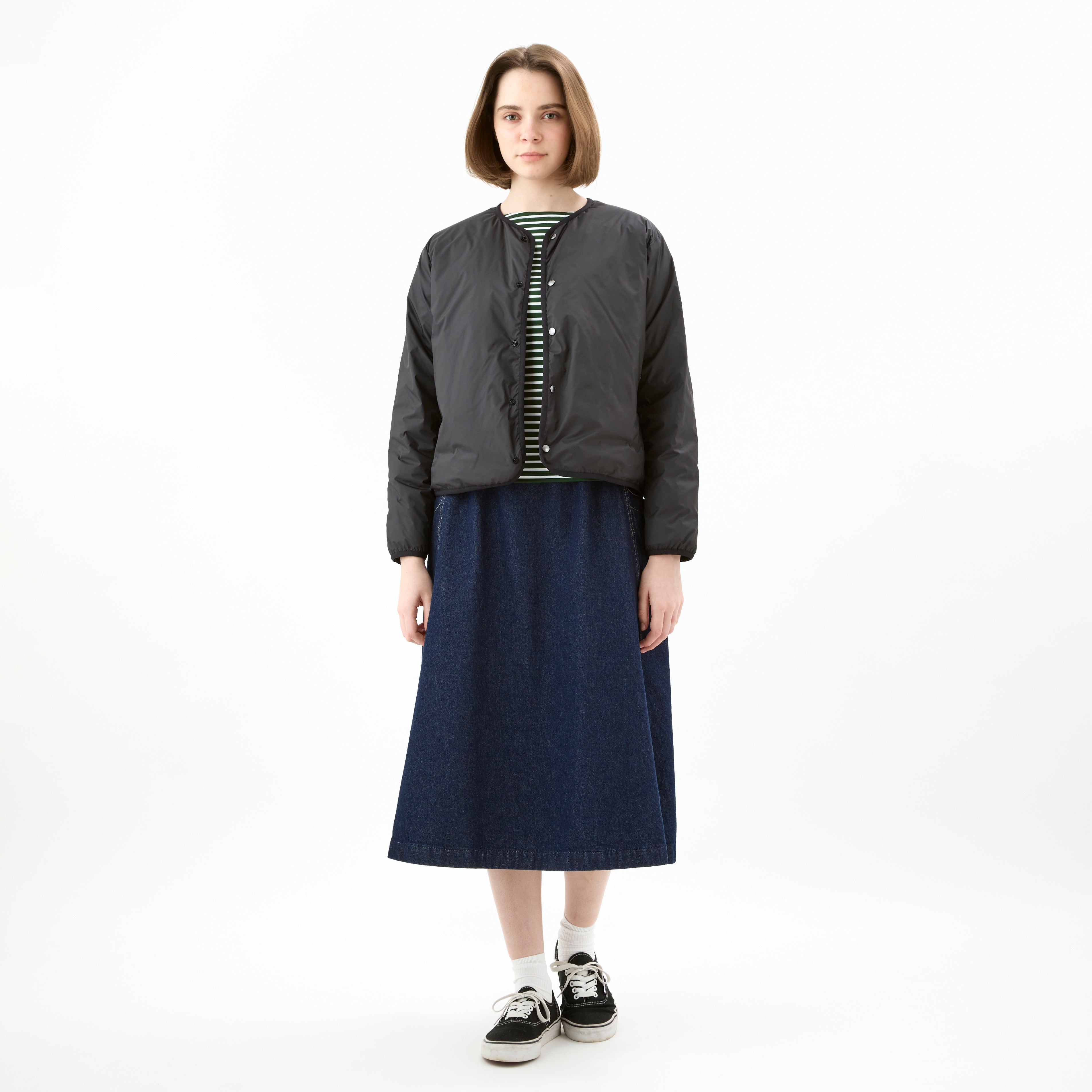 Women's Polyester Taffeta Round Neck  Inner Down Blouson
