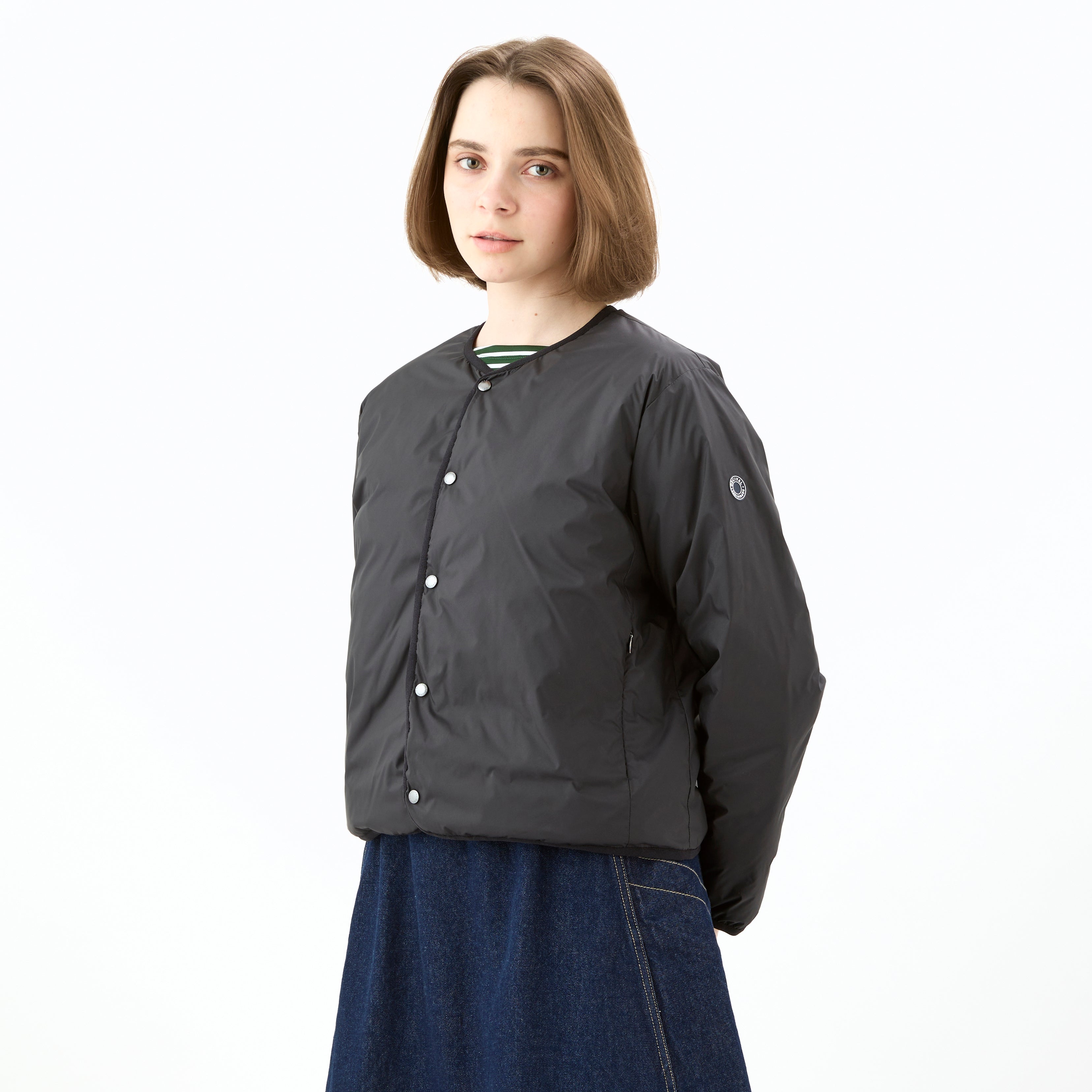 Women's Polyester Taffeta Round Neck  Inner Down Blouson