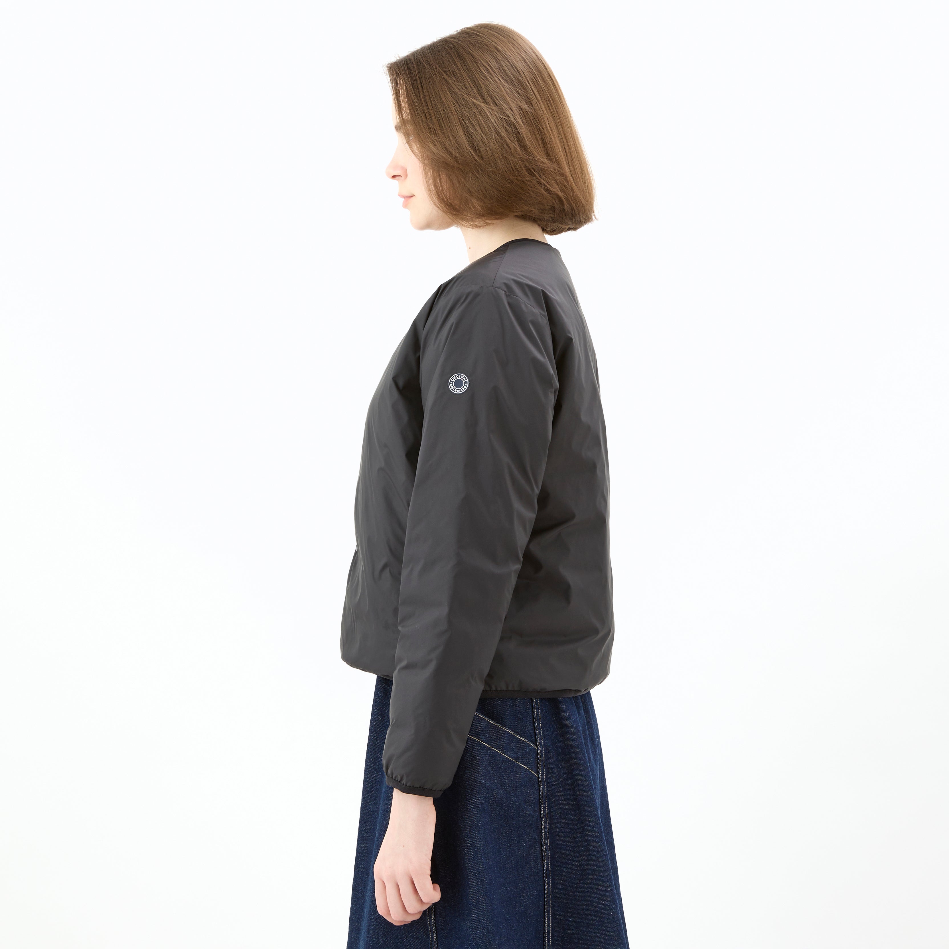 Women's Polyester Taffeta Round Neck  Inner Down Blouson