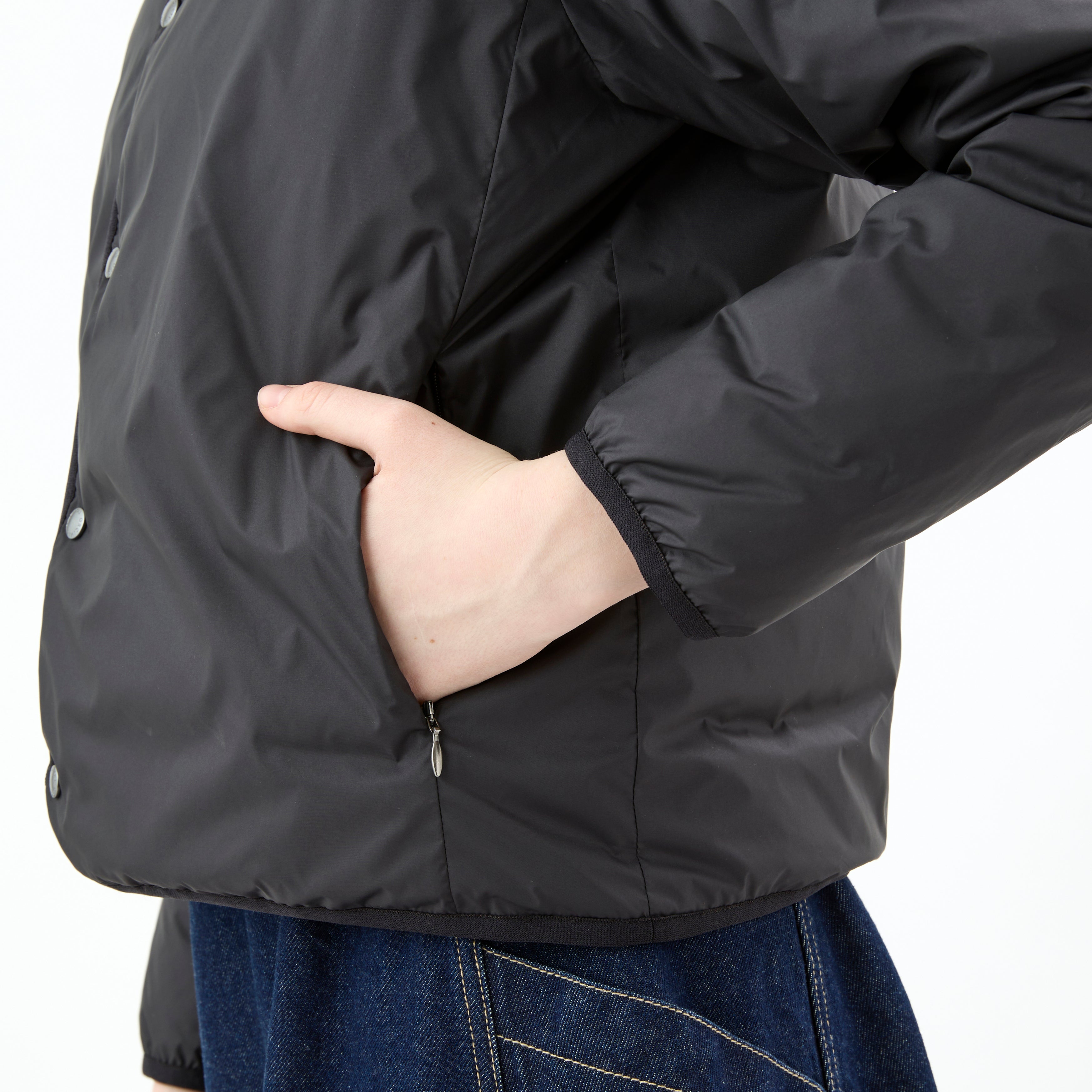Women's Polyester Taffeta Round Neck  Inner Down Blouson