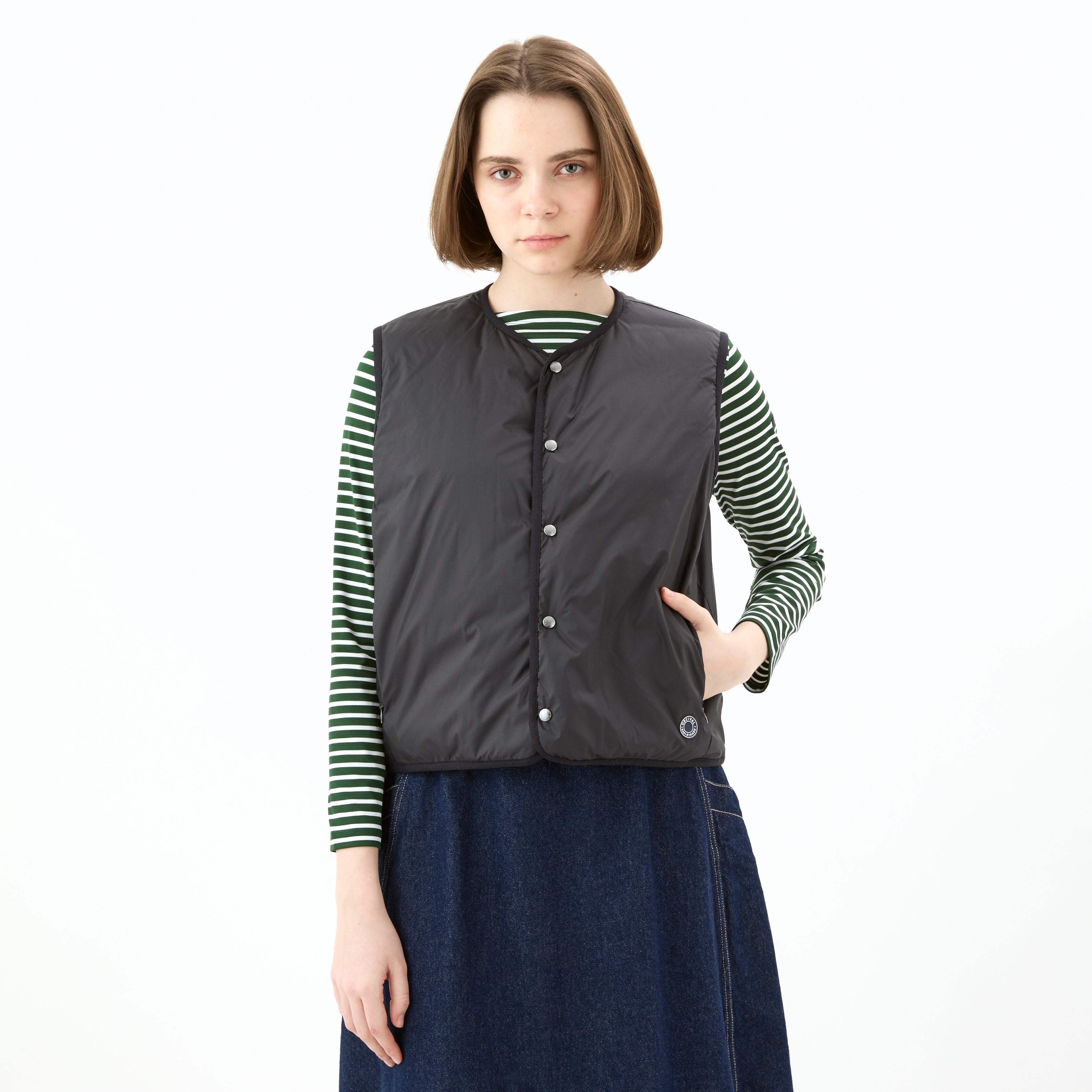 Women's Polyester Taffeta Round Neck  Inner Down Vest