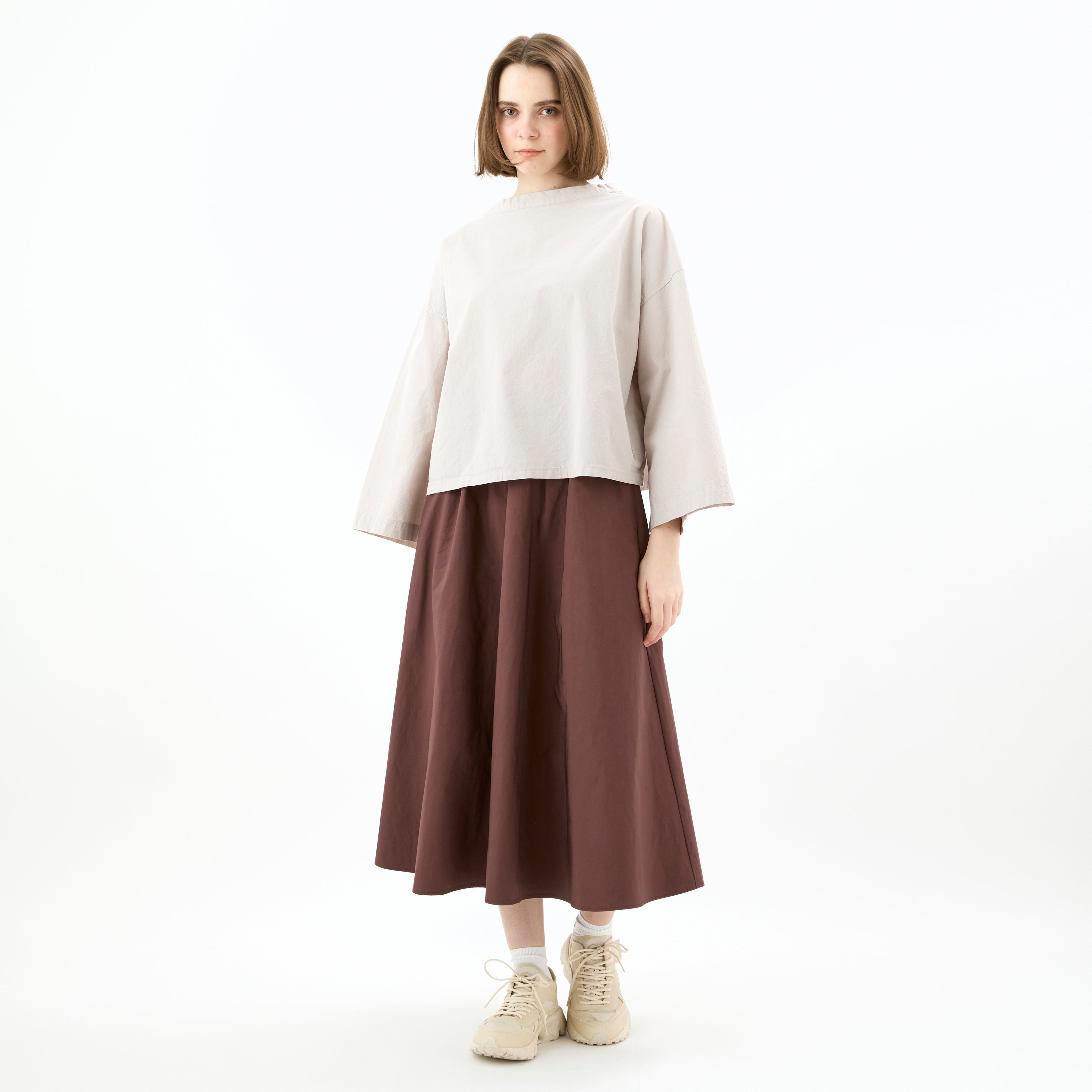 Women's Garment Dye Poplin Stand Collar Pullover