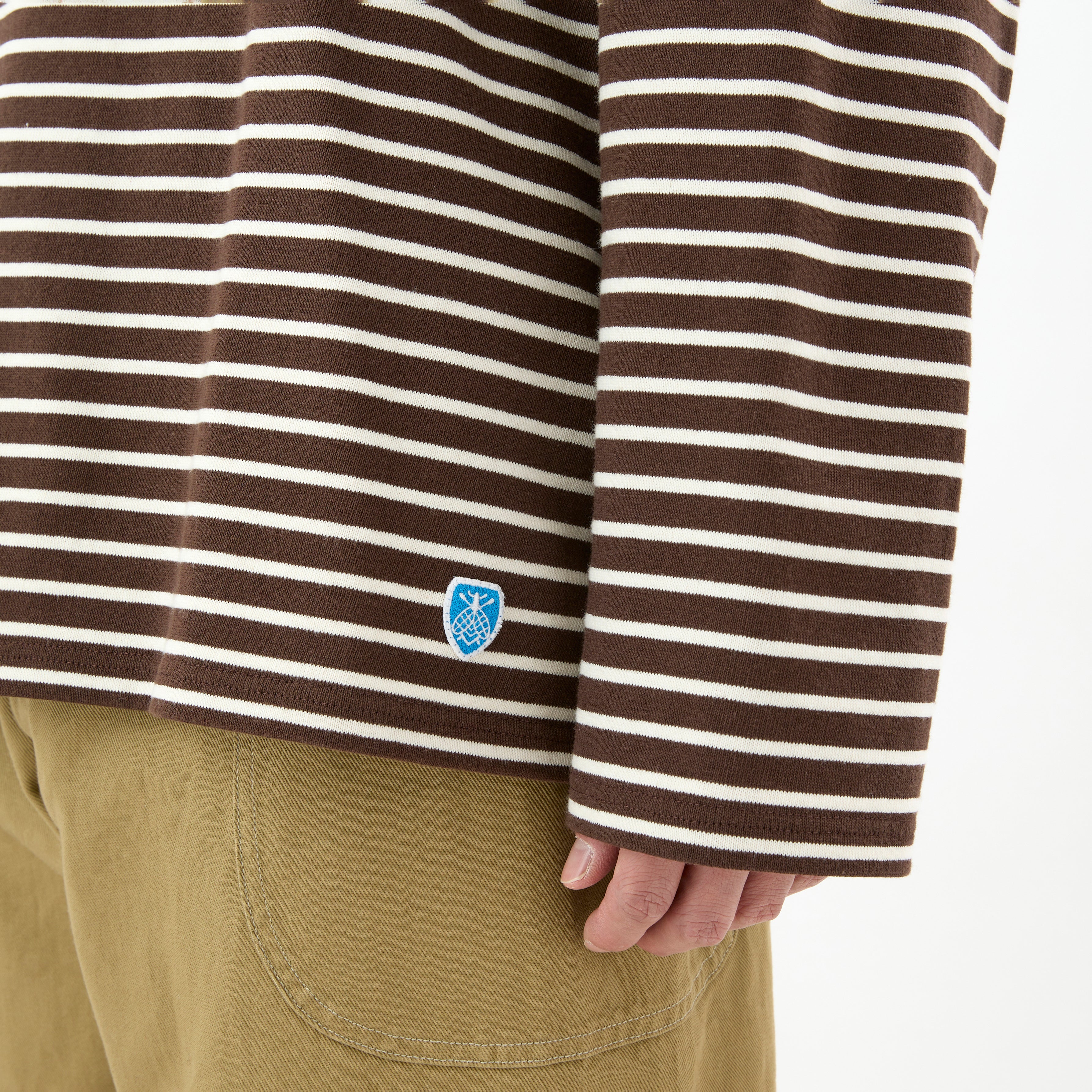 Men's Cotton Lourd Wide Basque Shirt Narrow Stripe