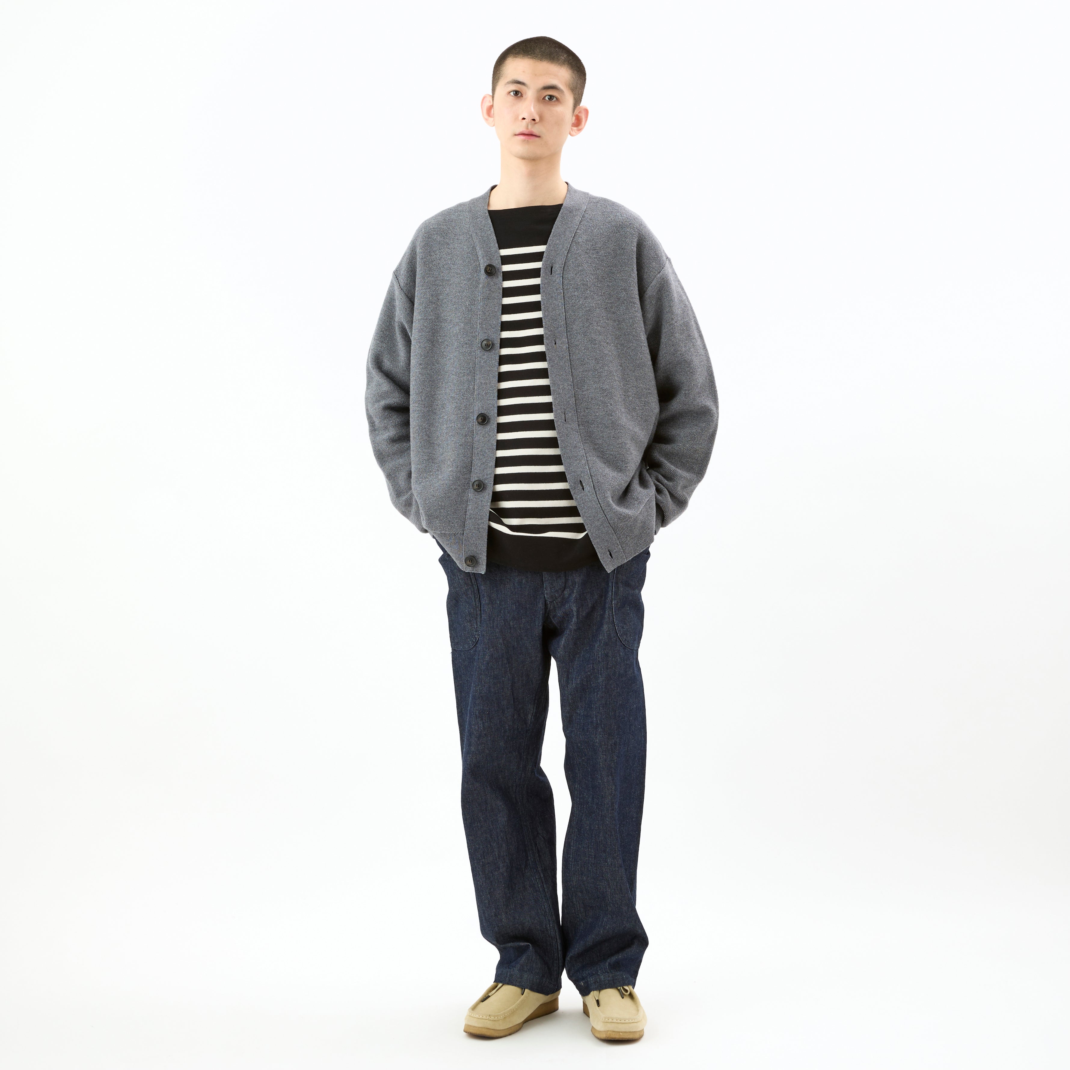 Men's Wool Cotton 9G French Terry Knit Cardigan