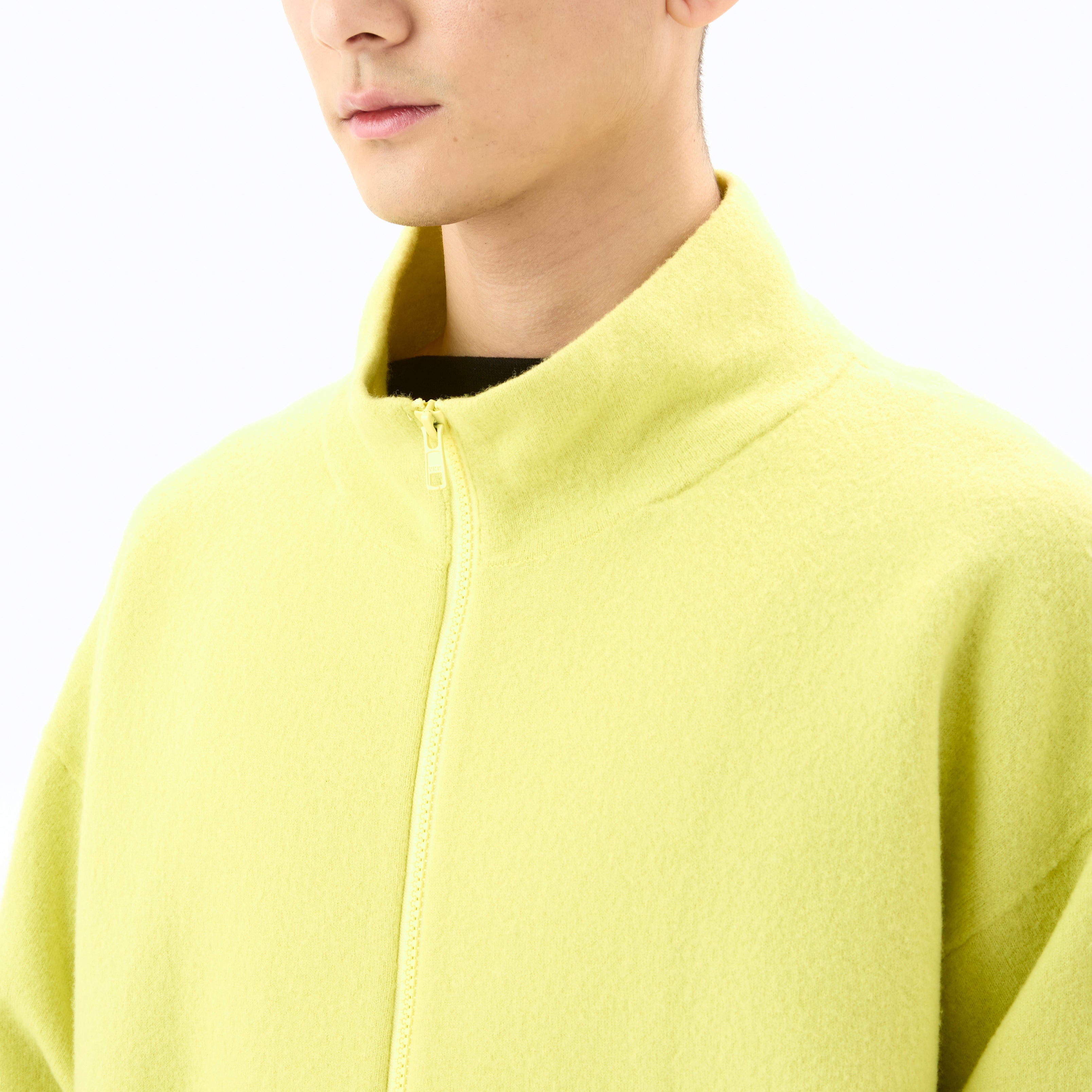 Boiled Wool Jersey Knit Zip Cardigan
