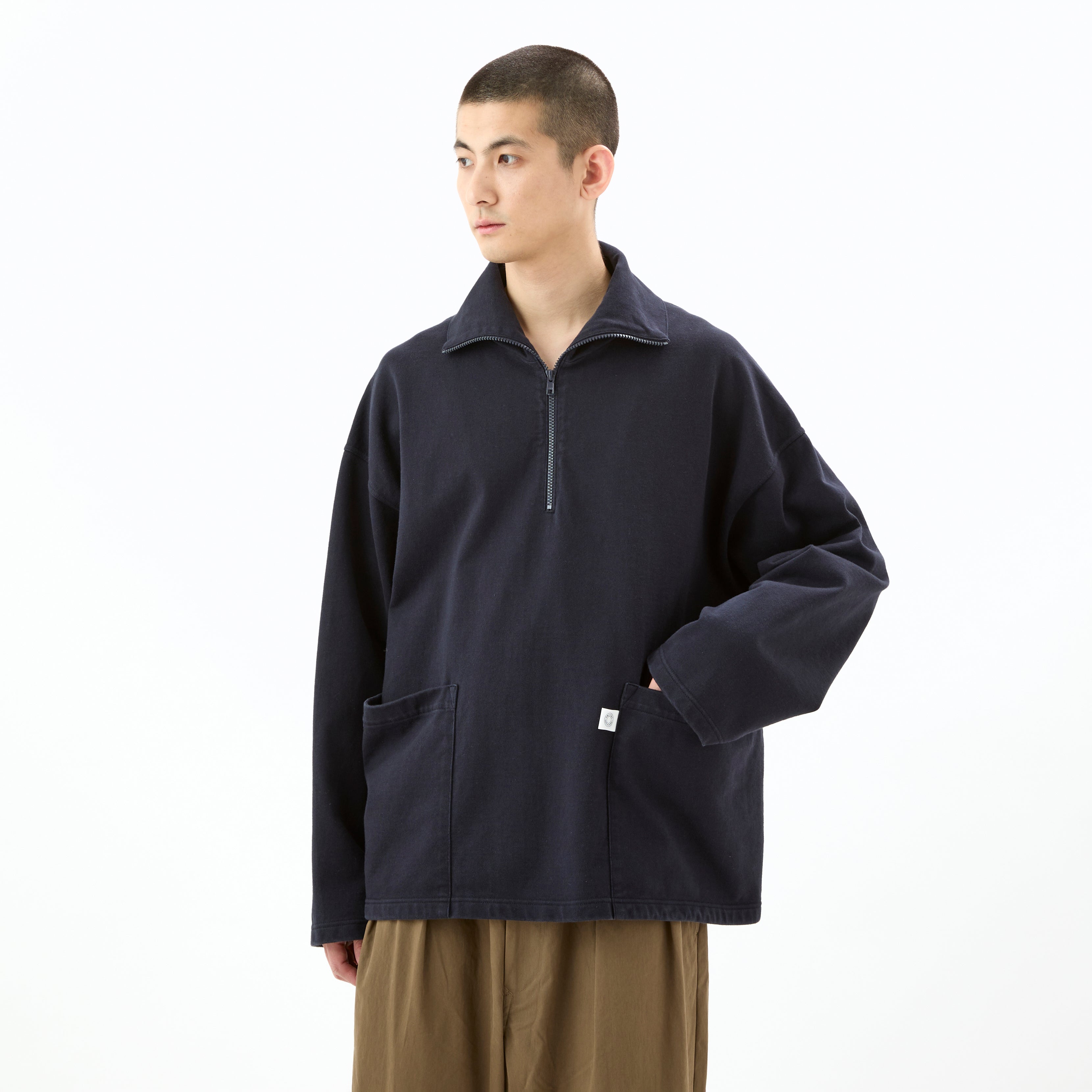 Cotton Heavy Jersey Half Zip Pullover