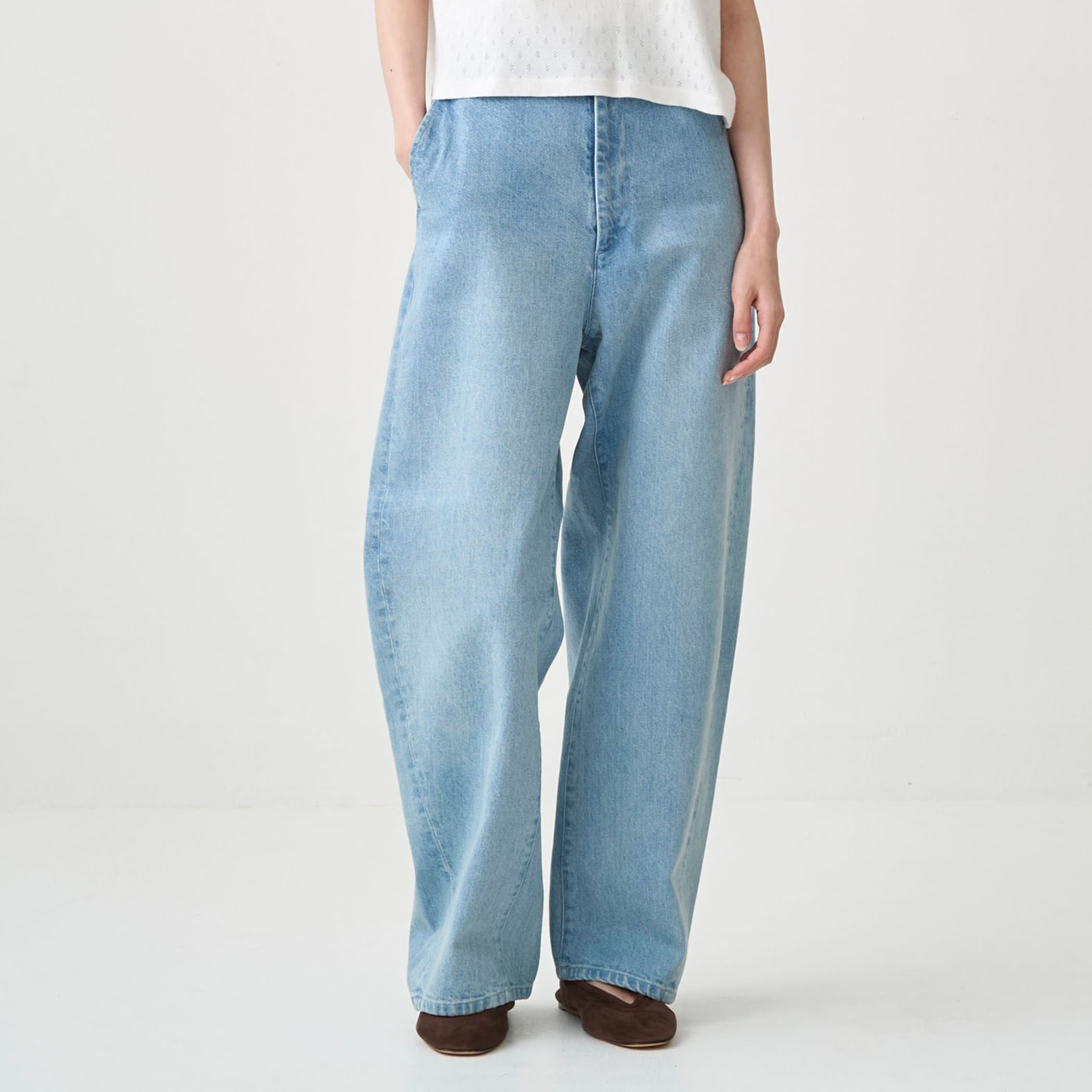 Women's Denim Wide Curve Pants Lt.blue