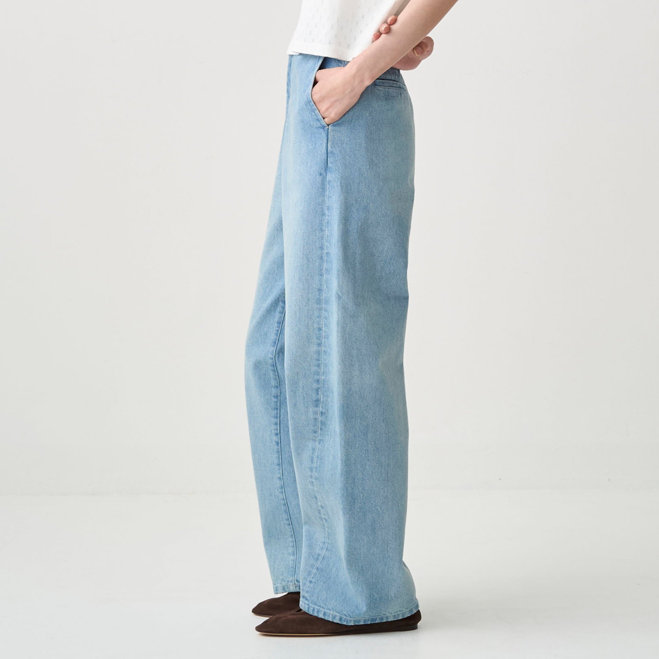 Women's Denim Wide Curve Pants Lt.blue