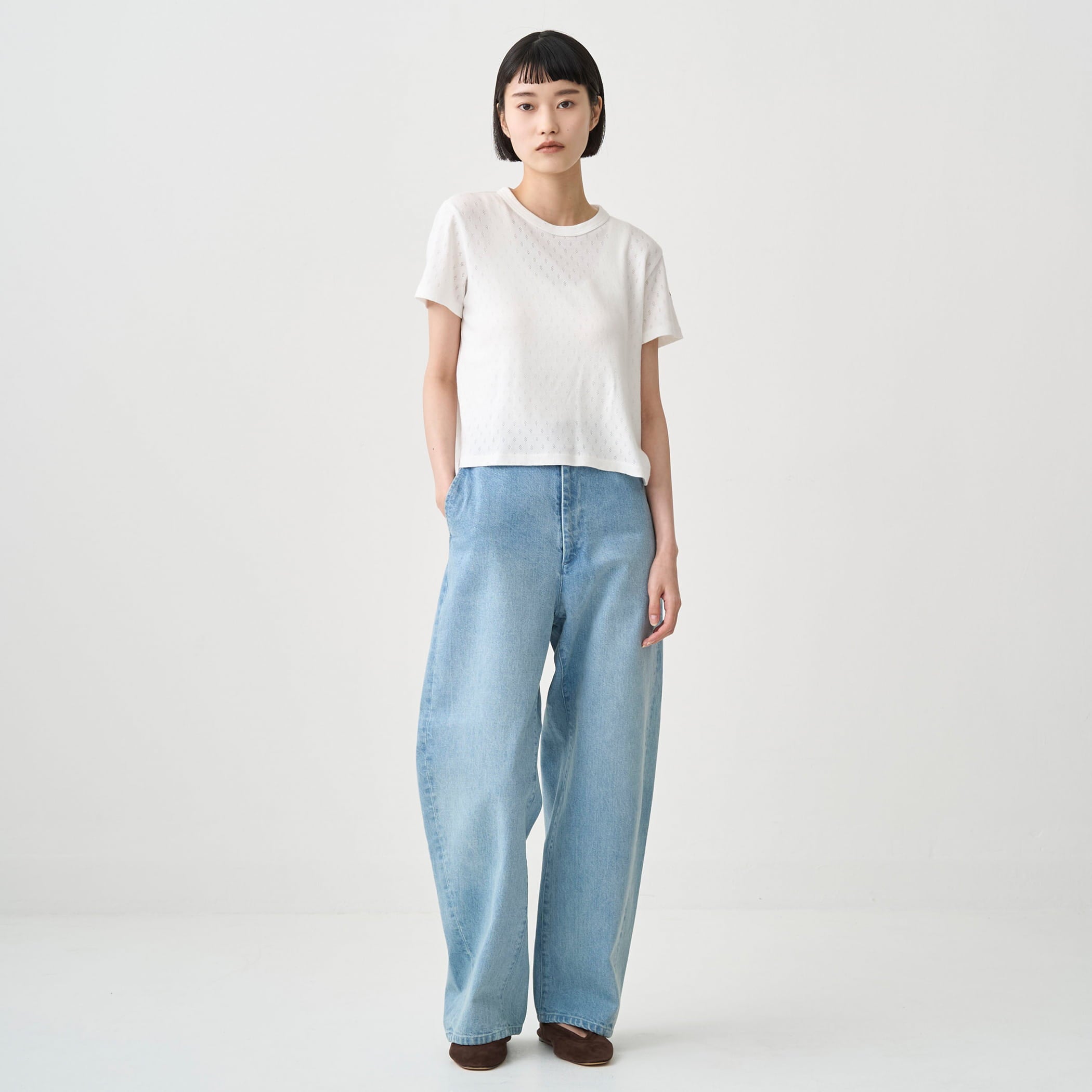 Women's Denim Wide Curve Pants Lt.blue