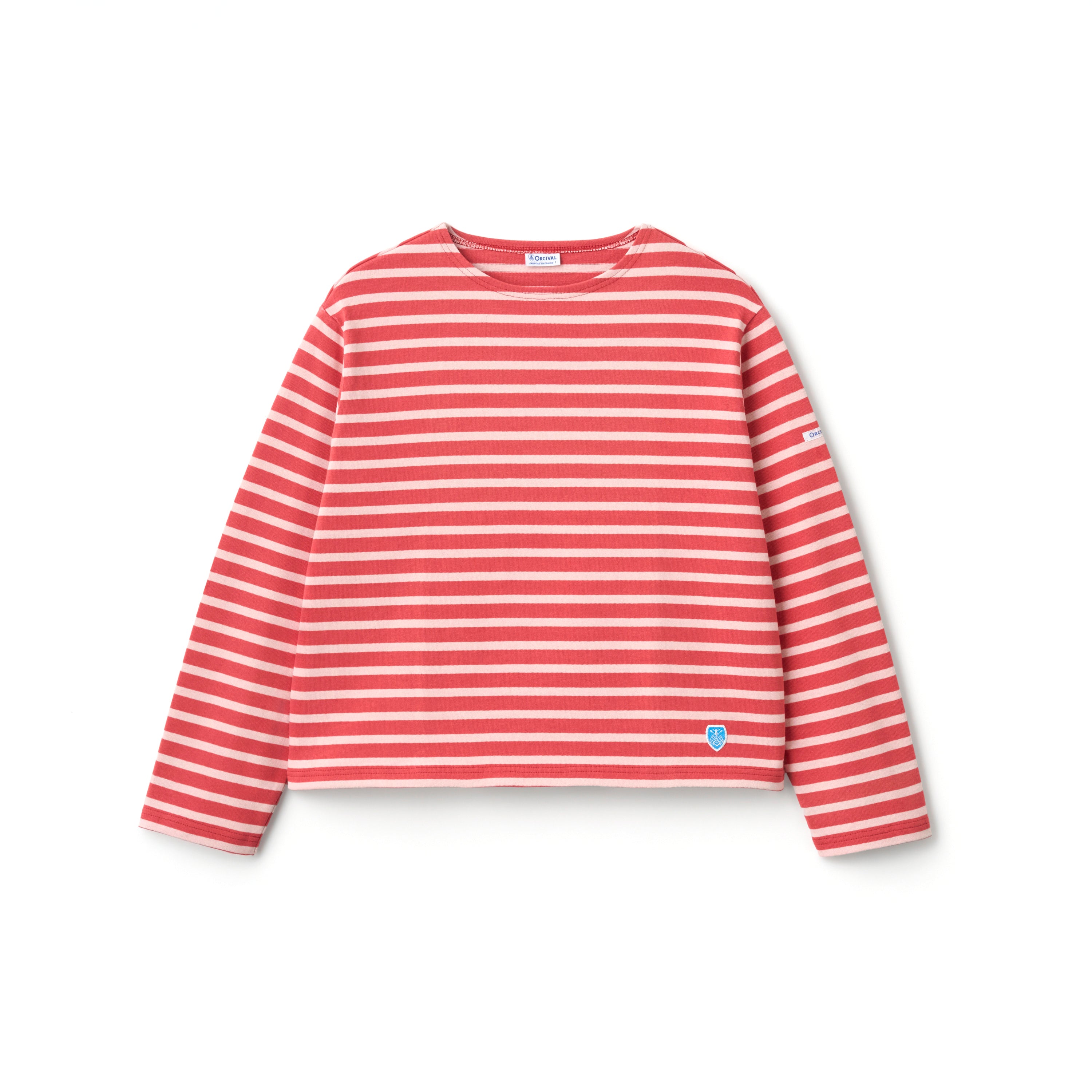 Women's Cotton Lourd Crew Neck Basque Shirt Border