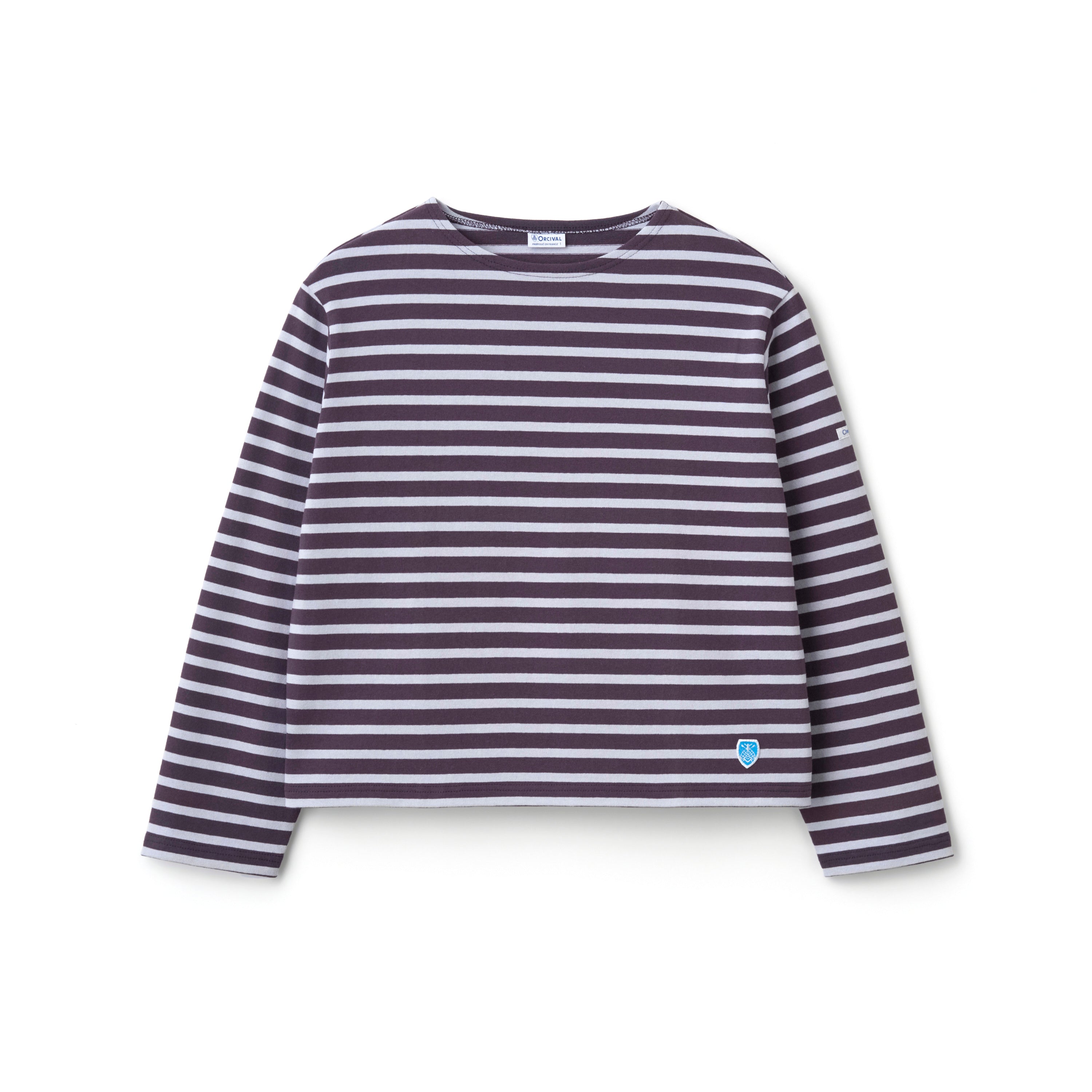 Women's Cotton Lourd Crew Neck Basque Shirt Border
