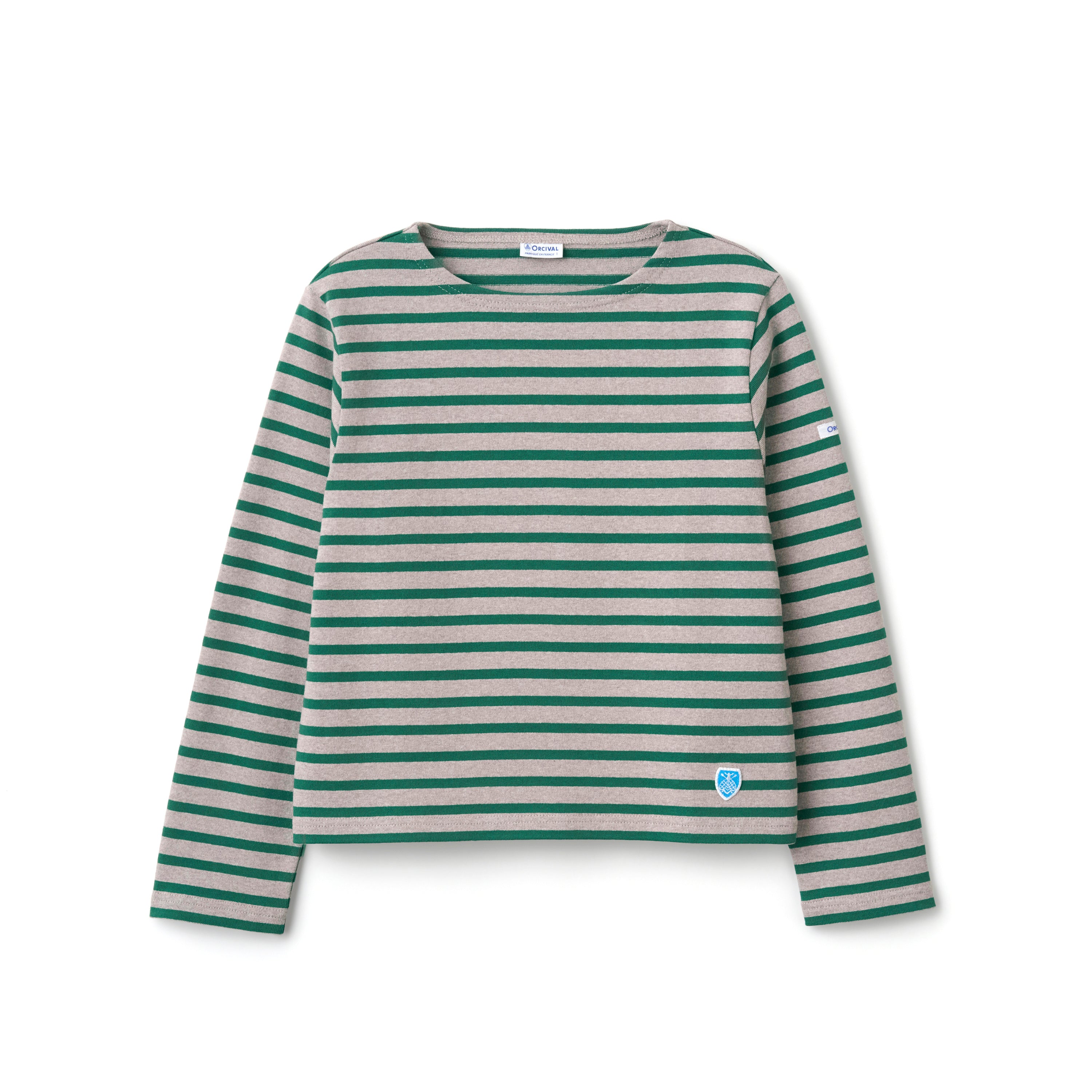 Women's Cotton Lourd Crew Neck Basque Shirt Border