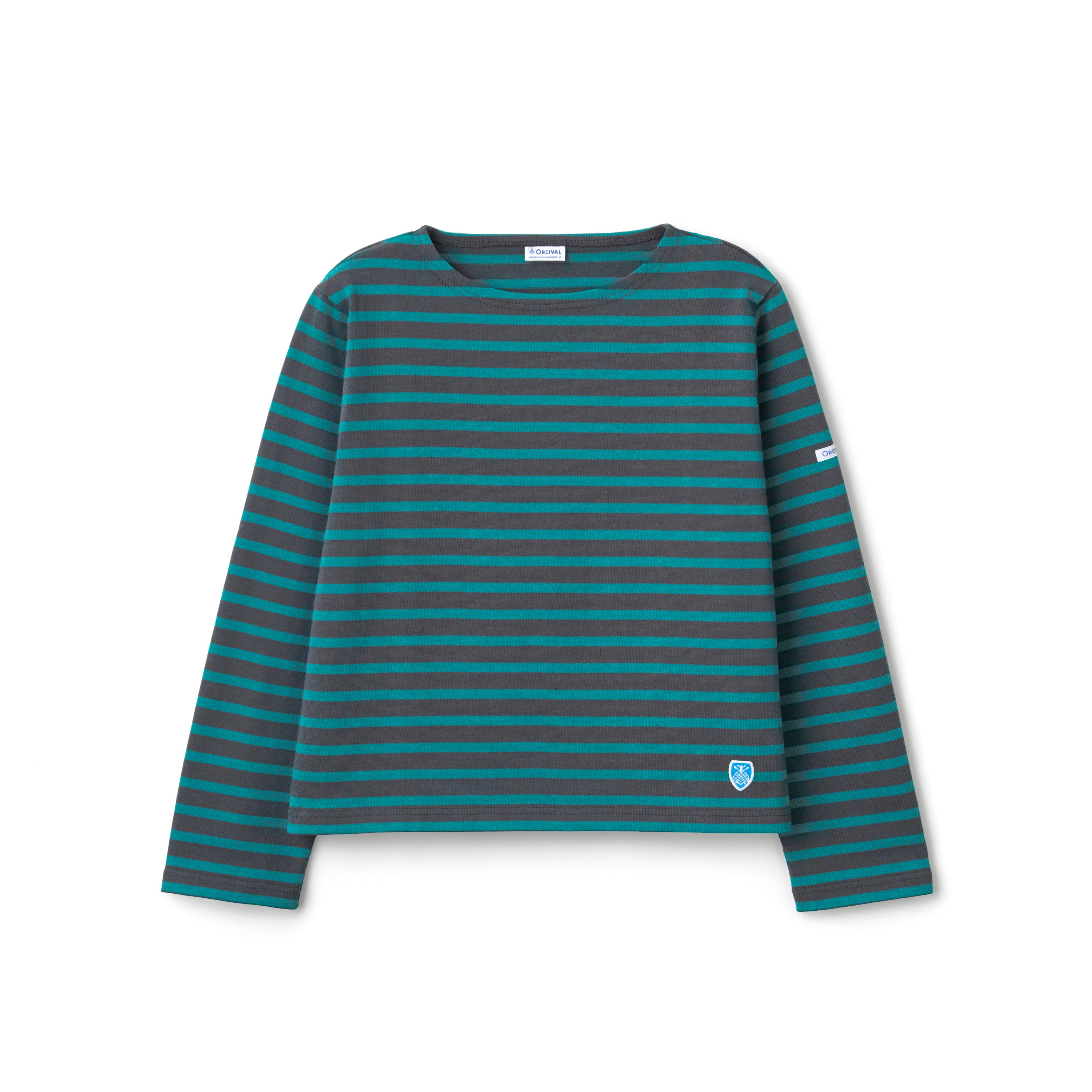 Women's Cotton Lourd Crew Neck Basque Shirt Border