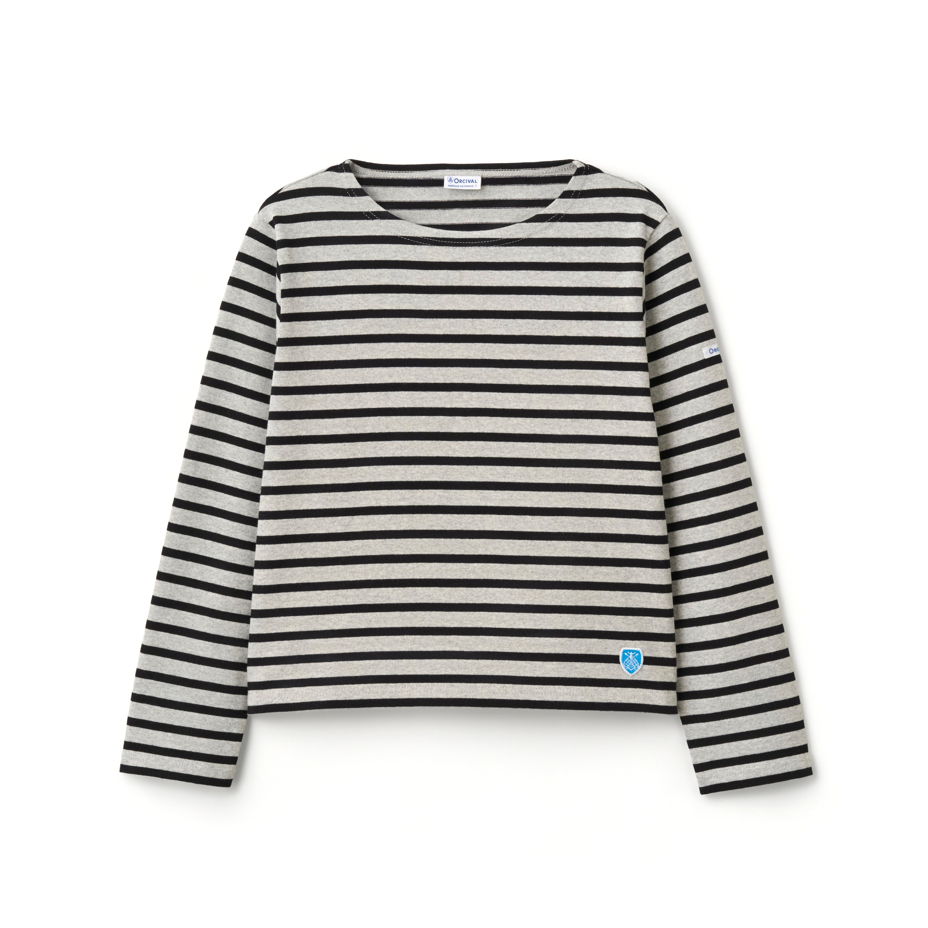 Women's Cotton Lourd Crew Neck Basque Shirt Border