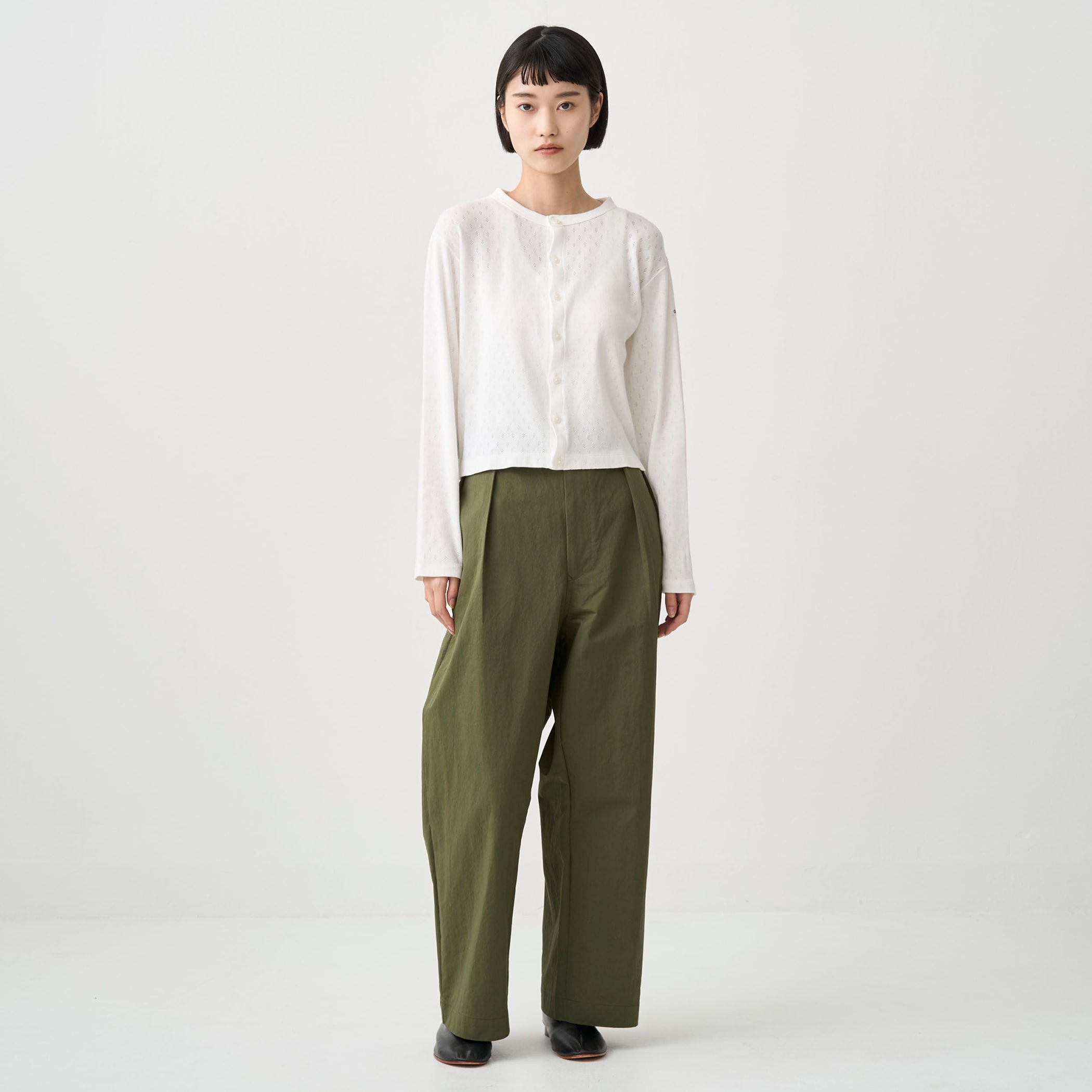 Women's Pattern Mesh Cotton Crew Neck Cardigan｜ORCIVAL
