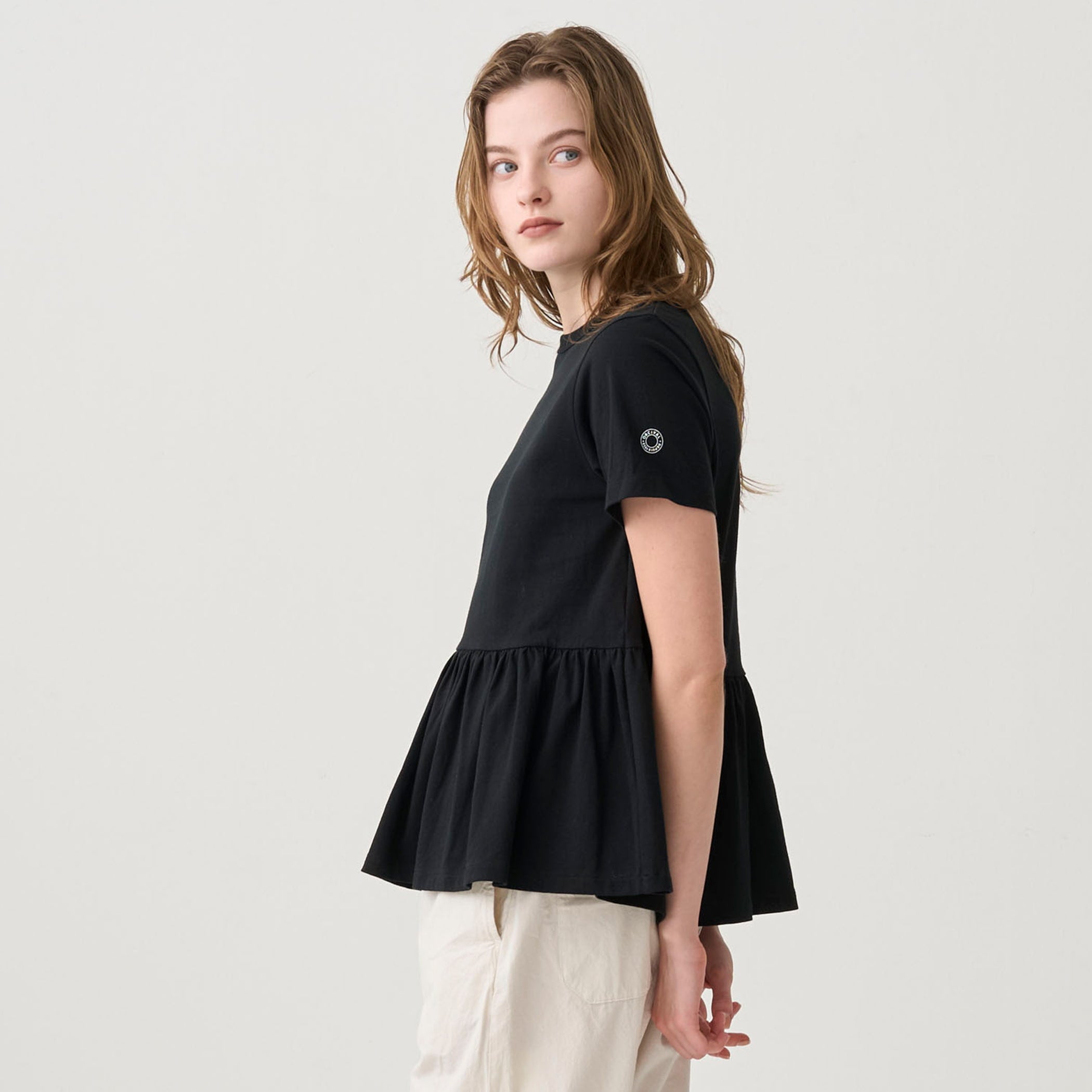 Women's Open End Jersey Gathered Short Sleeve Pullover