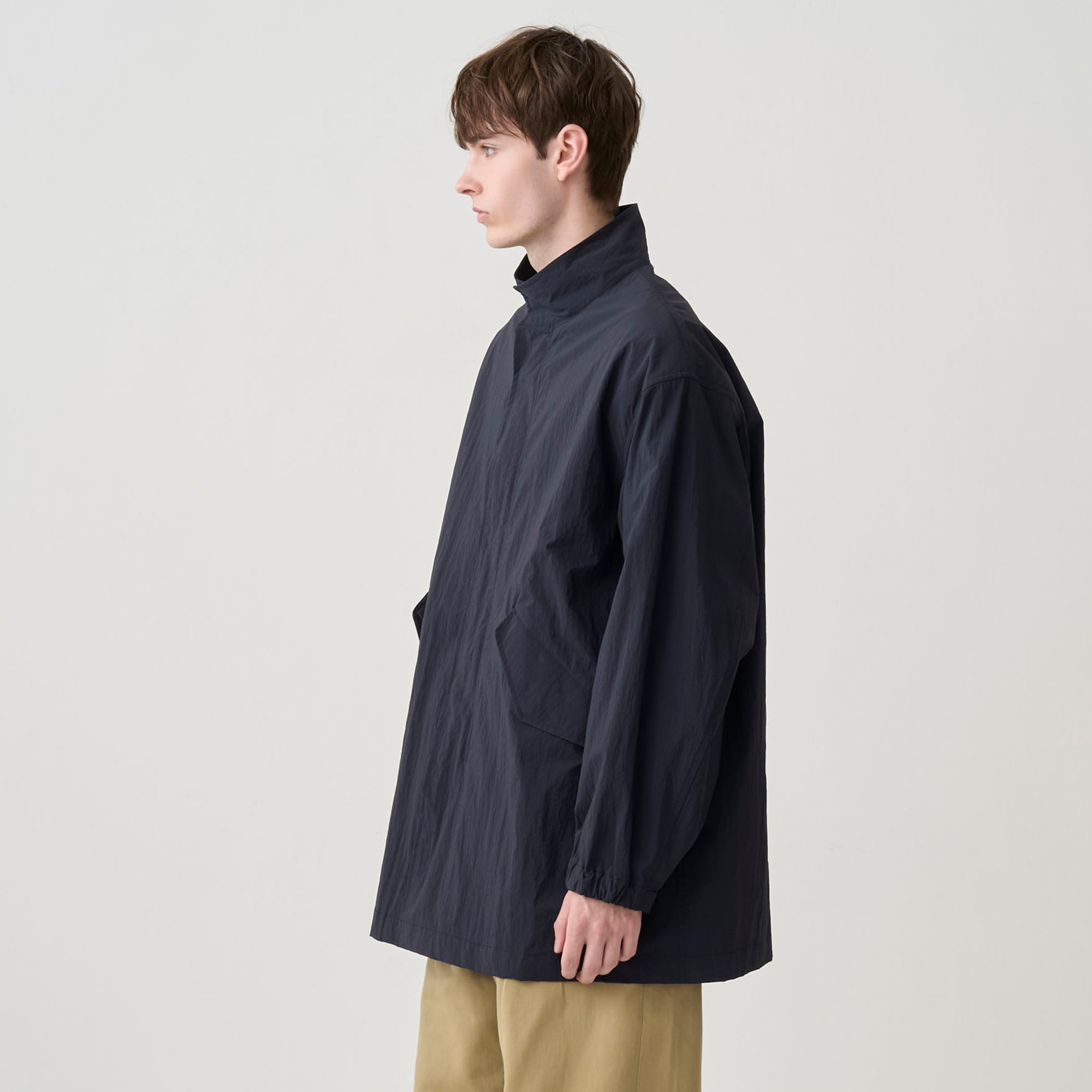 Men's Paper Like Nylon Stand Collar Jacket