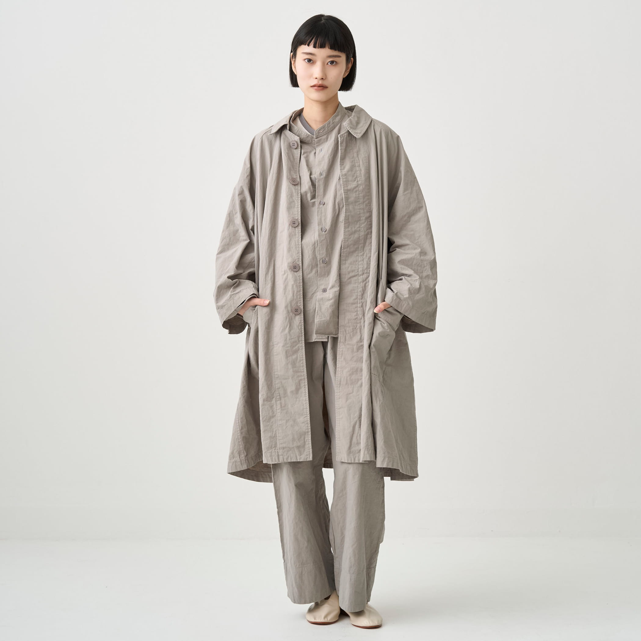 Women's Garment Dye Poplin A-line Raglan Coat