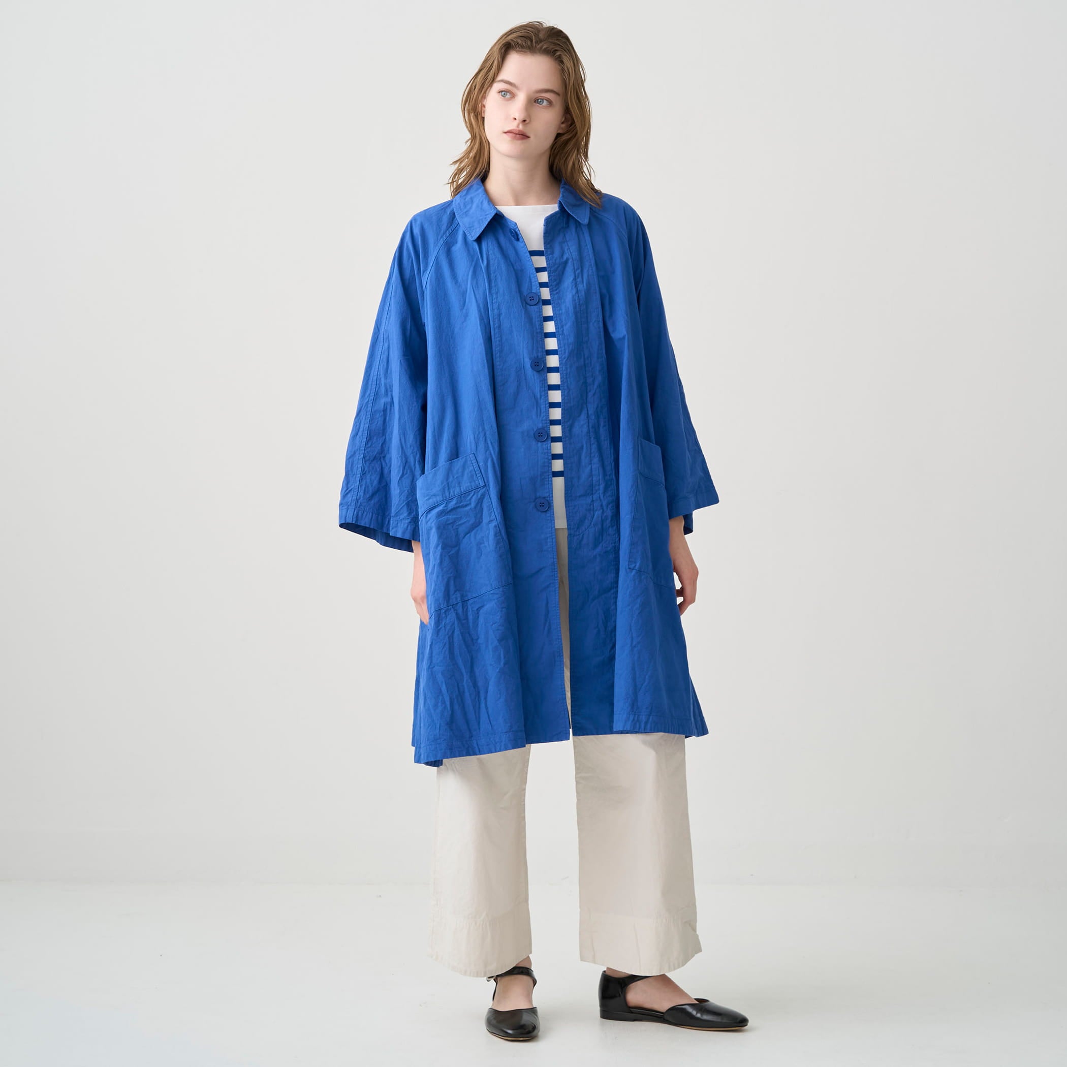Women's Garment Dye Poplin A-line Raglan Coat