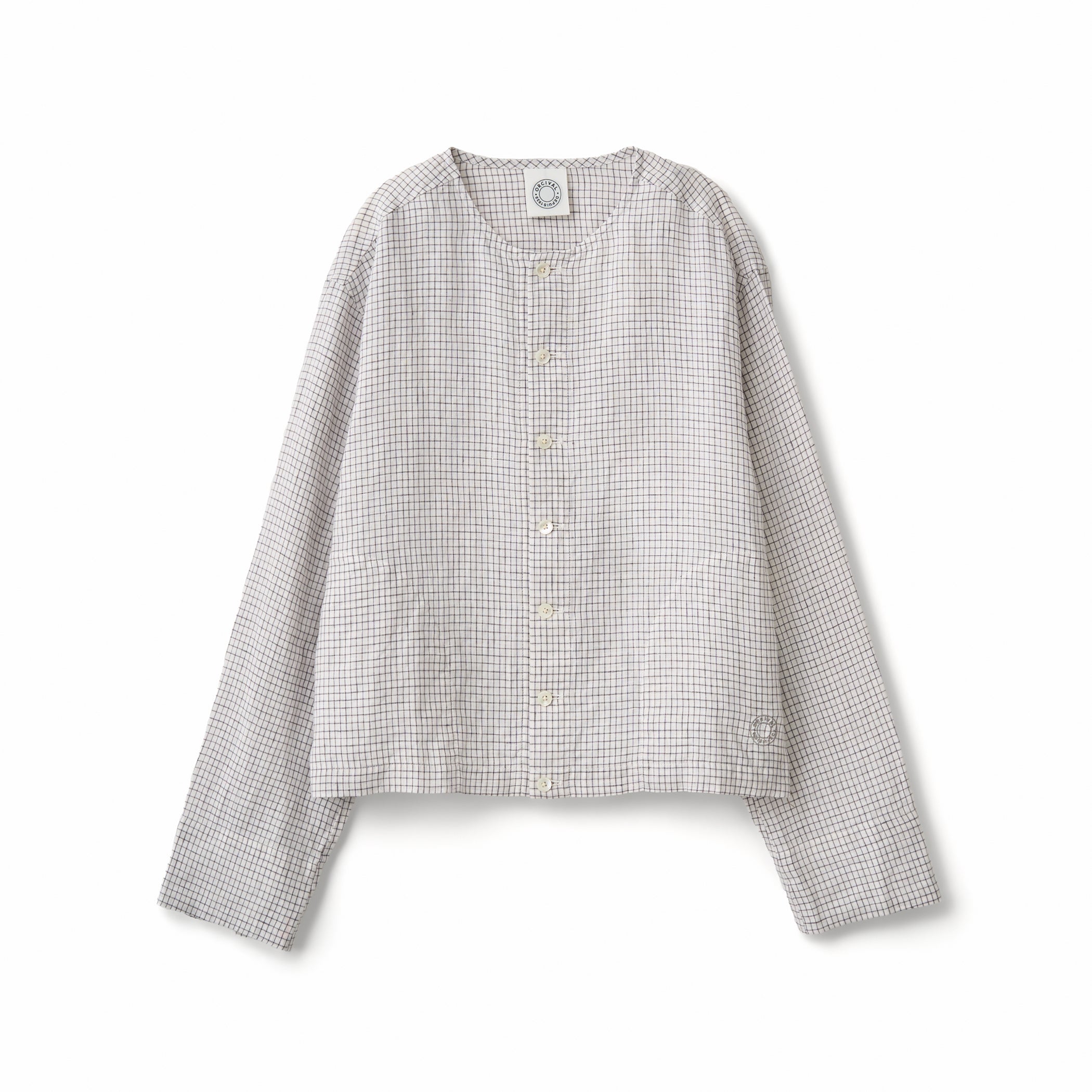 Women's Linen Crew Neck Check Cardigan｜ORCIVAL