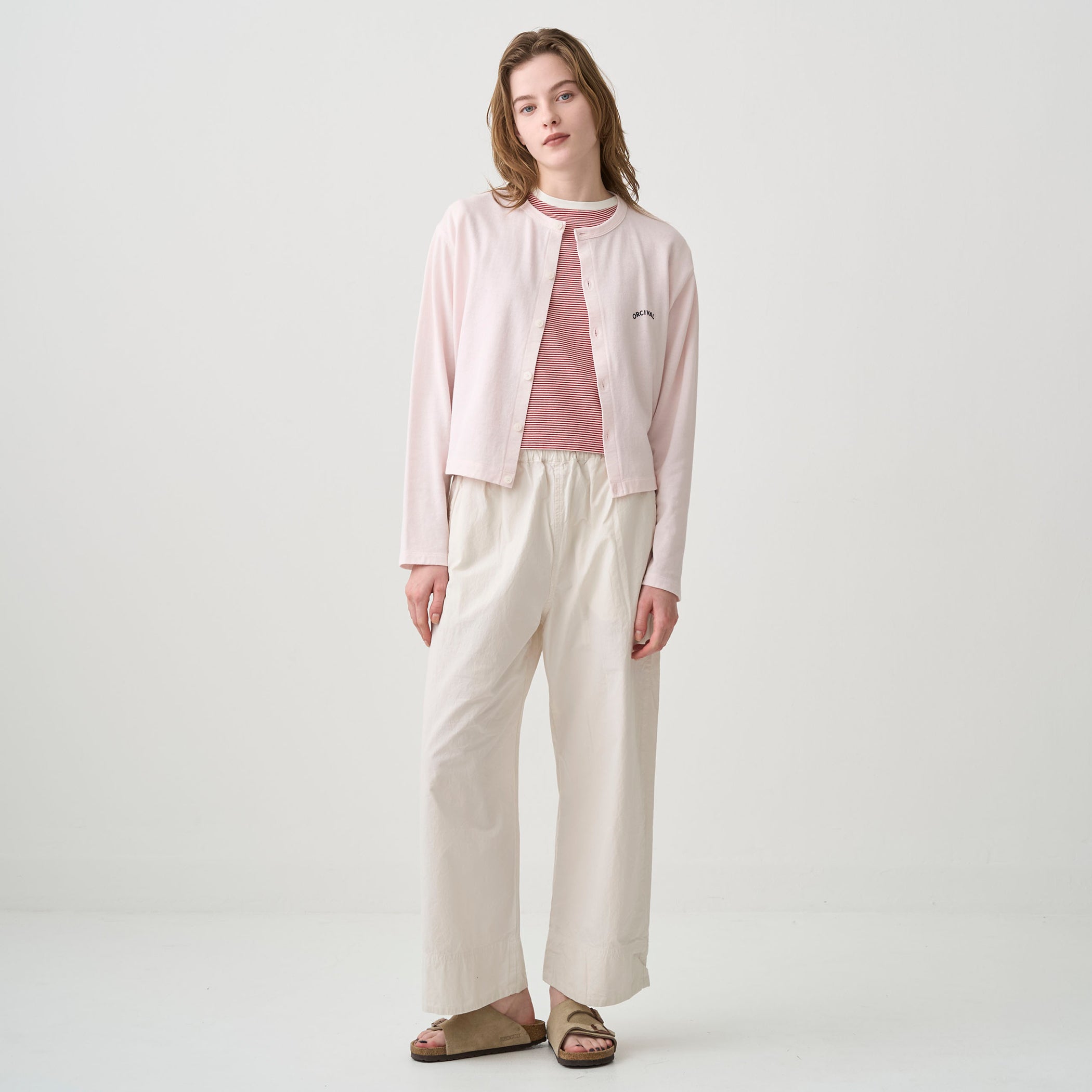 Women's Cotton Nylon See Through Crew Neck Cardigan