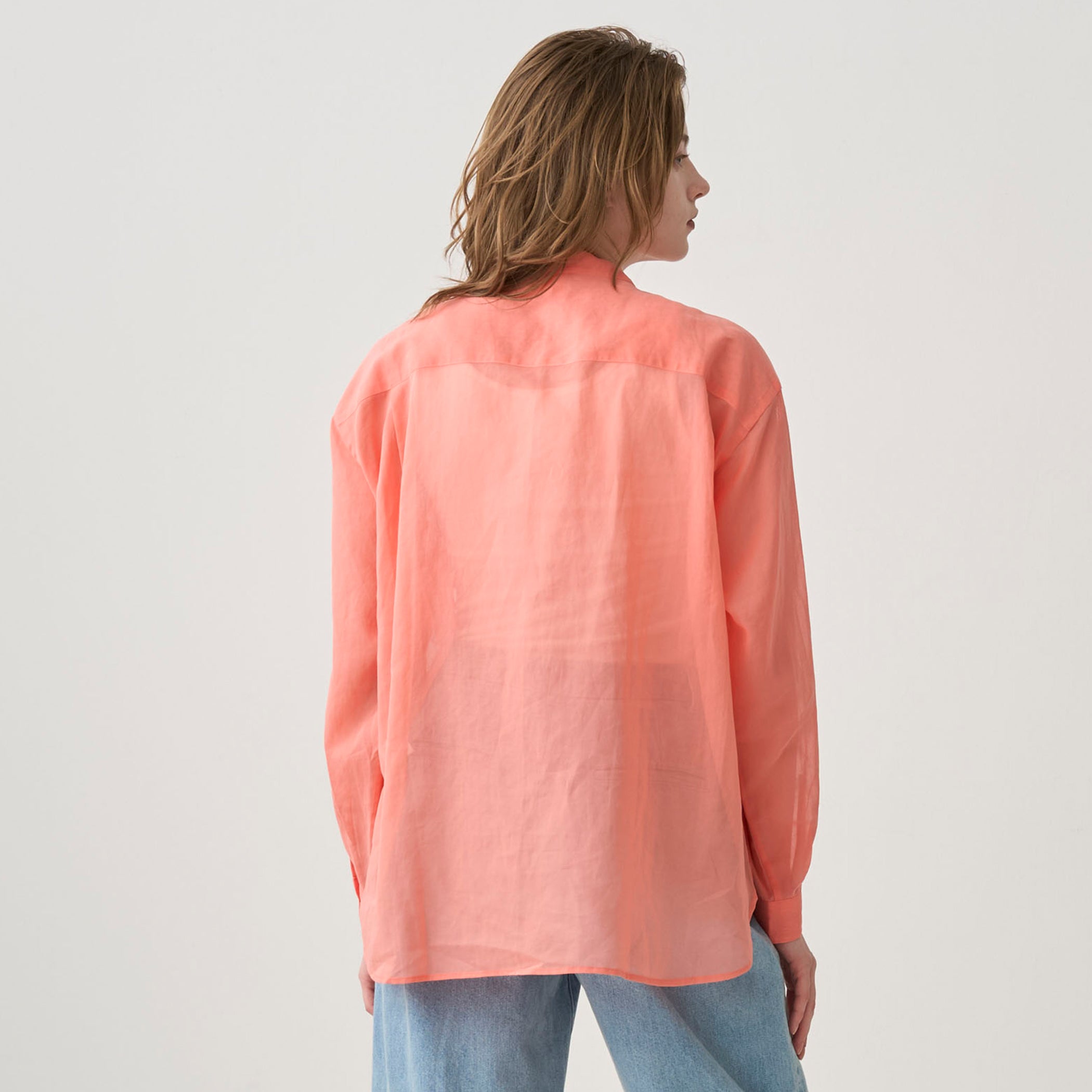 Women's Cotton Voile Band Collar Shirt