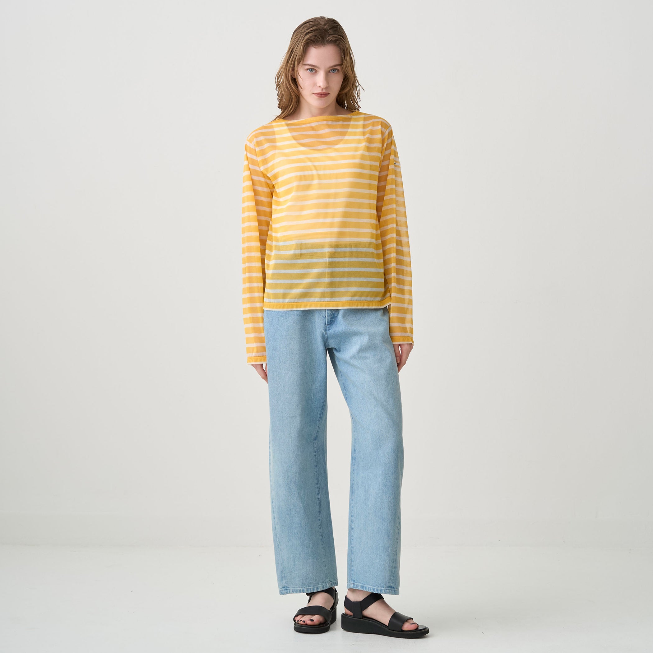 Women's  See-through Boat Neck Pullover