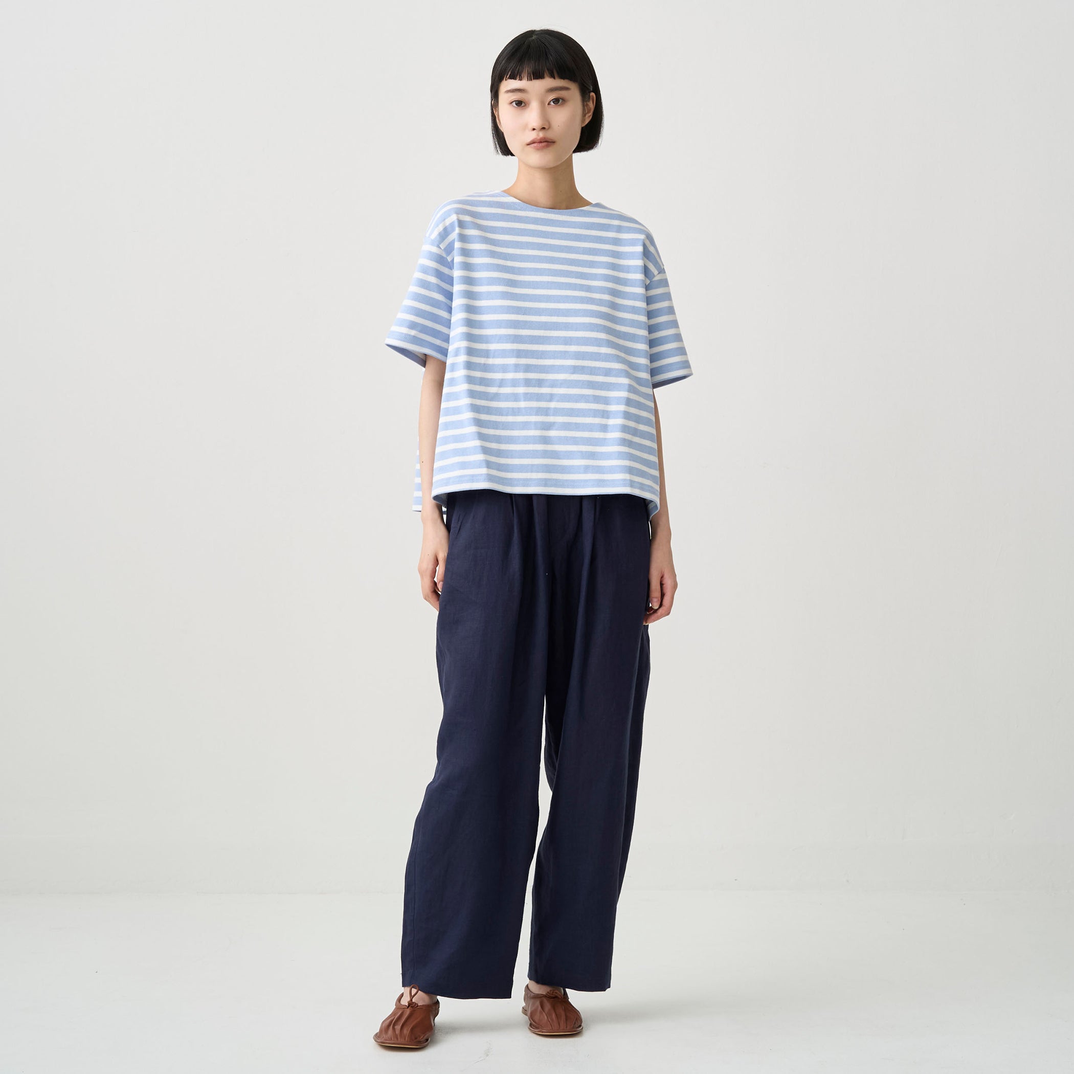 Women's Cotton Lourd Crew Neck Basque Shirt