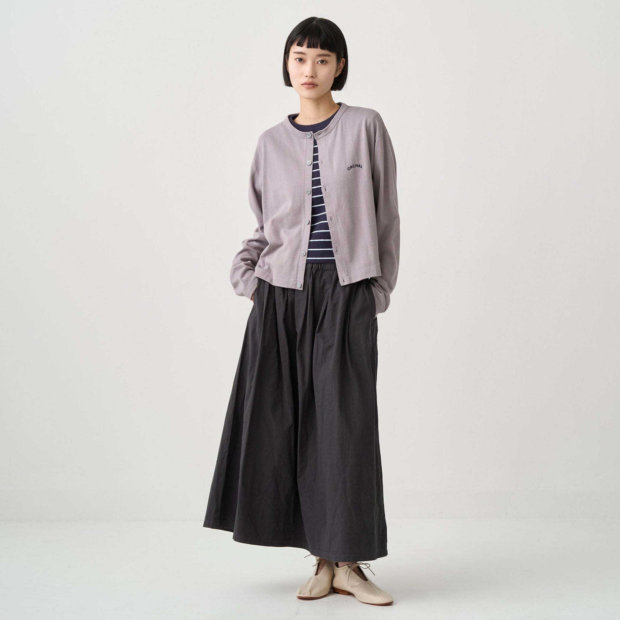 Women's Cotton Nylon See Through Crew Neck Cardigan｜ORCIVAL