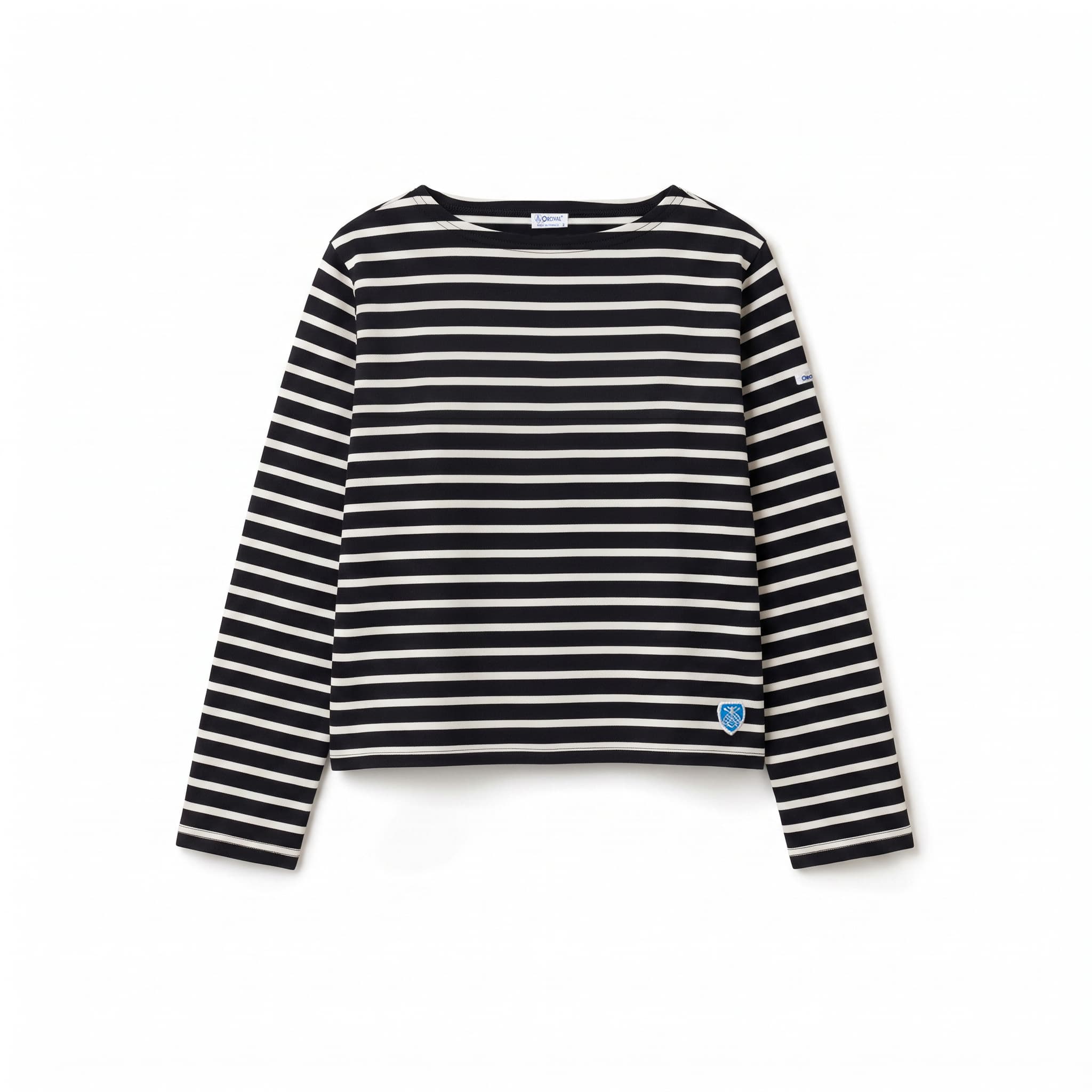 Women's Cotton Lourd Boat Neck Basque Shirt Border