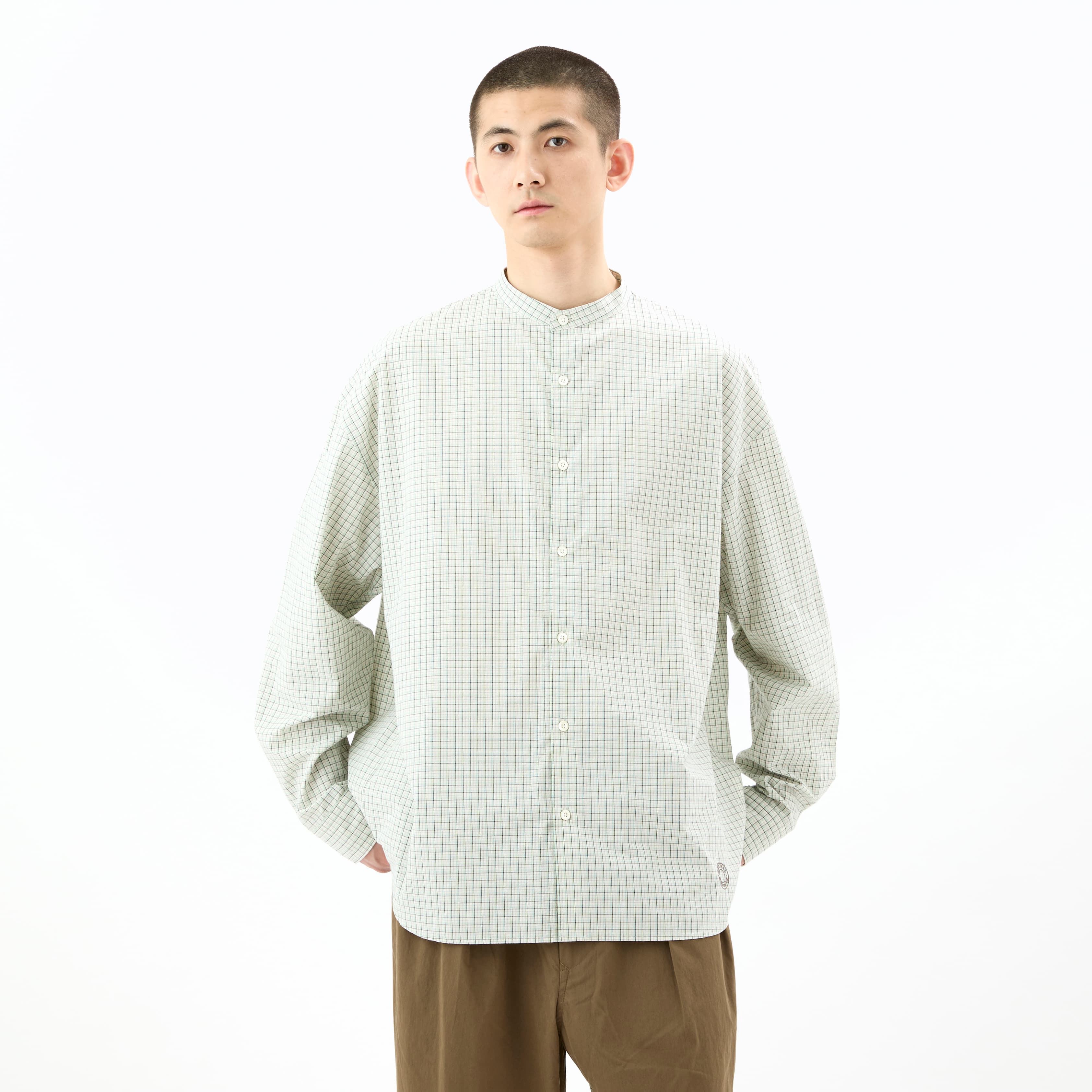 Men's Cotton washer Band Collar Shirt
