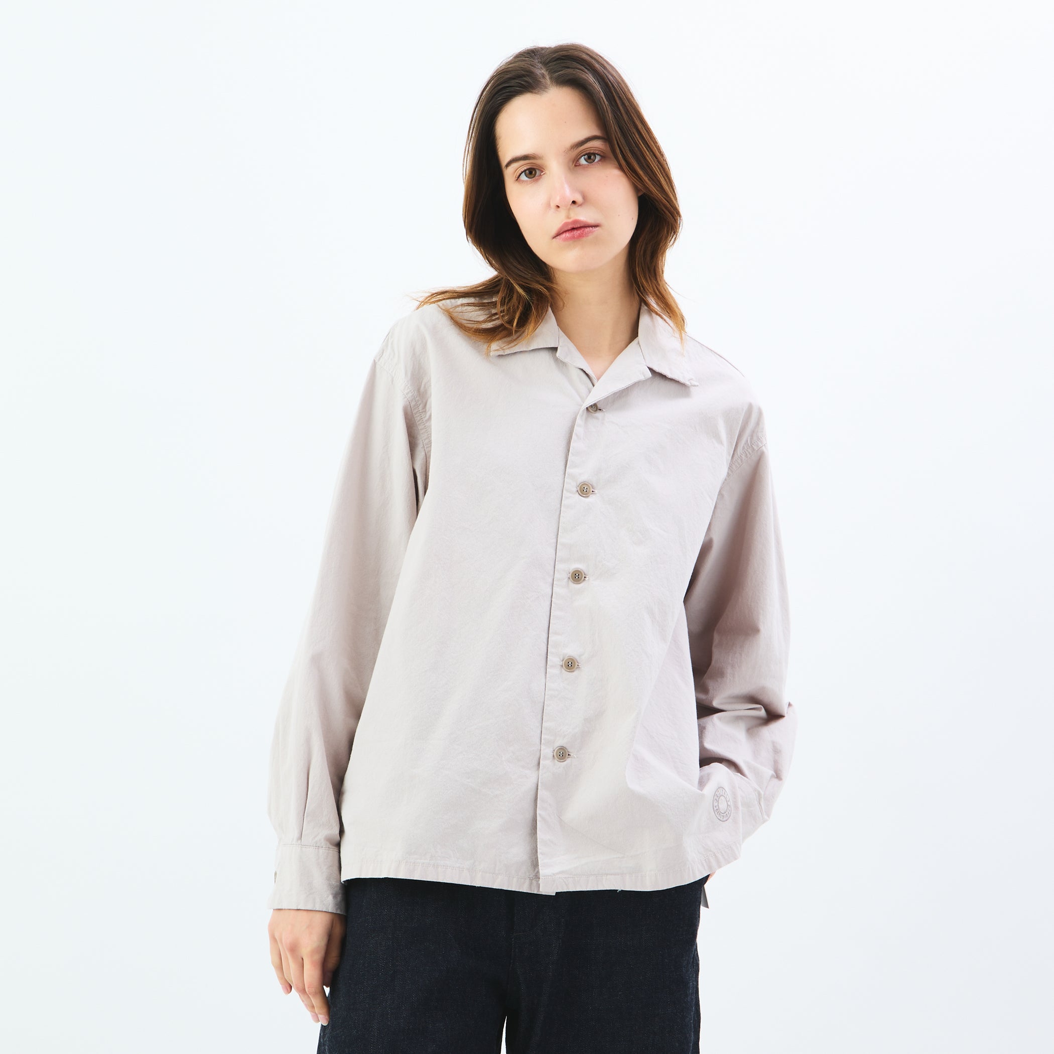 Garment Dye Poplin Open Collar Shirt