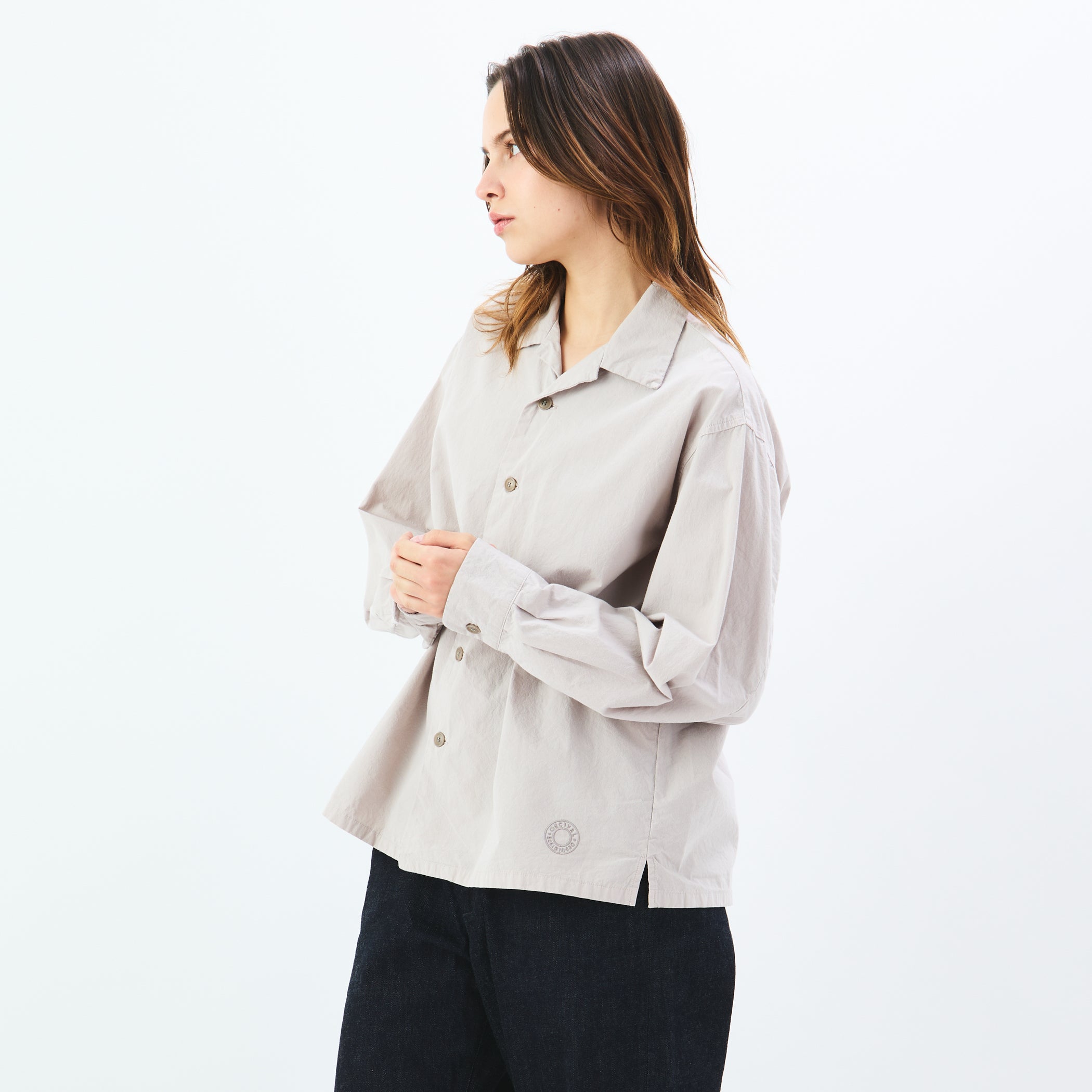 Garment Dye Poplin Open Collar Shirt