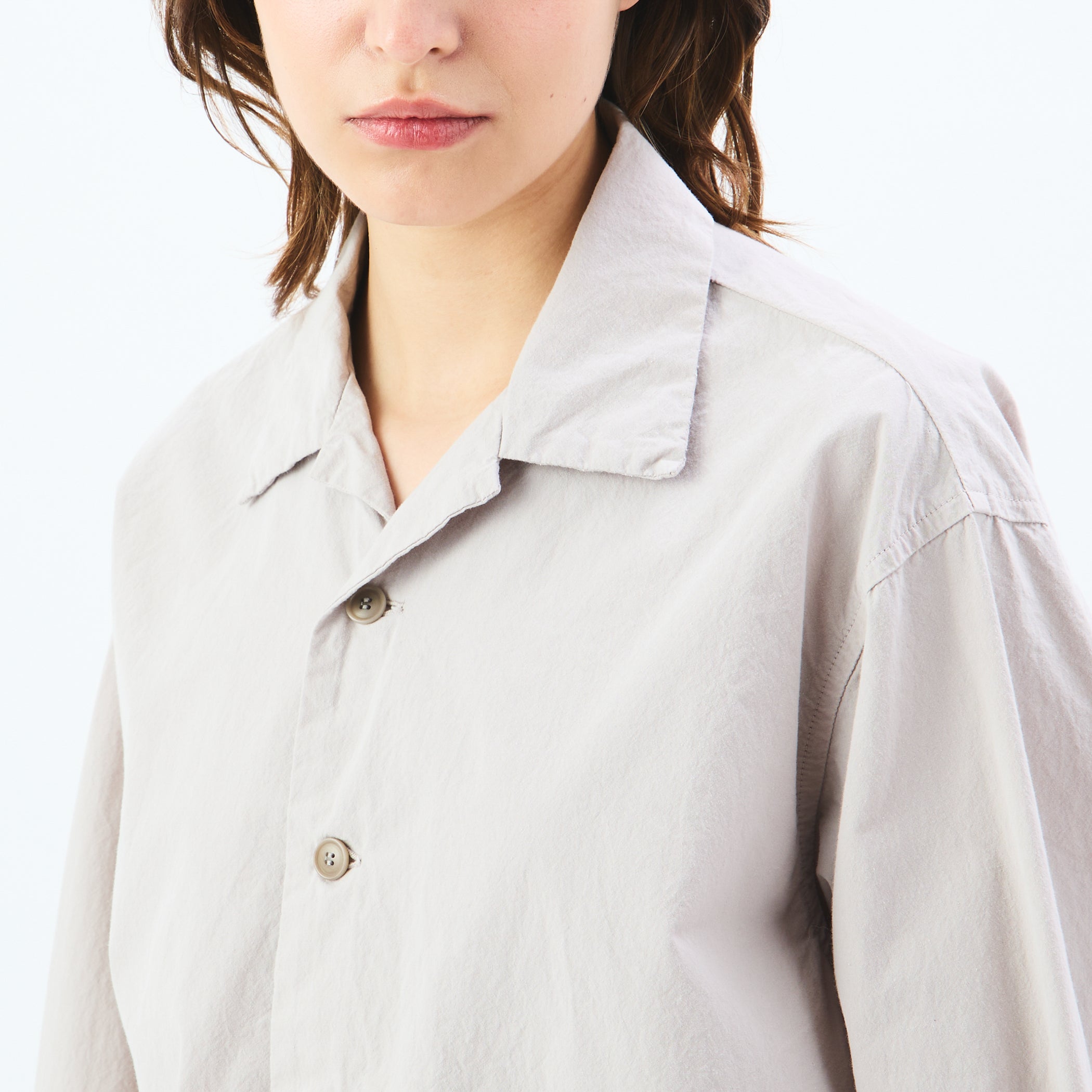 Garment Dye Poplin Open Collar Shirt