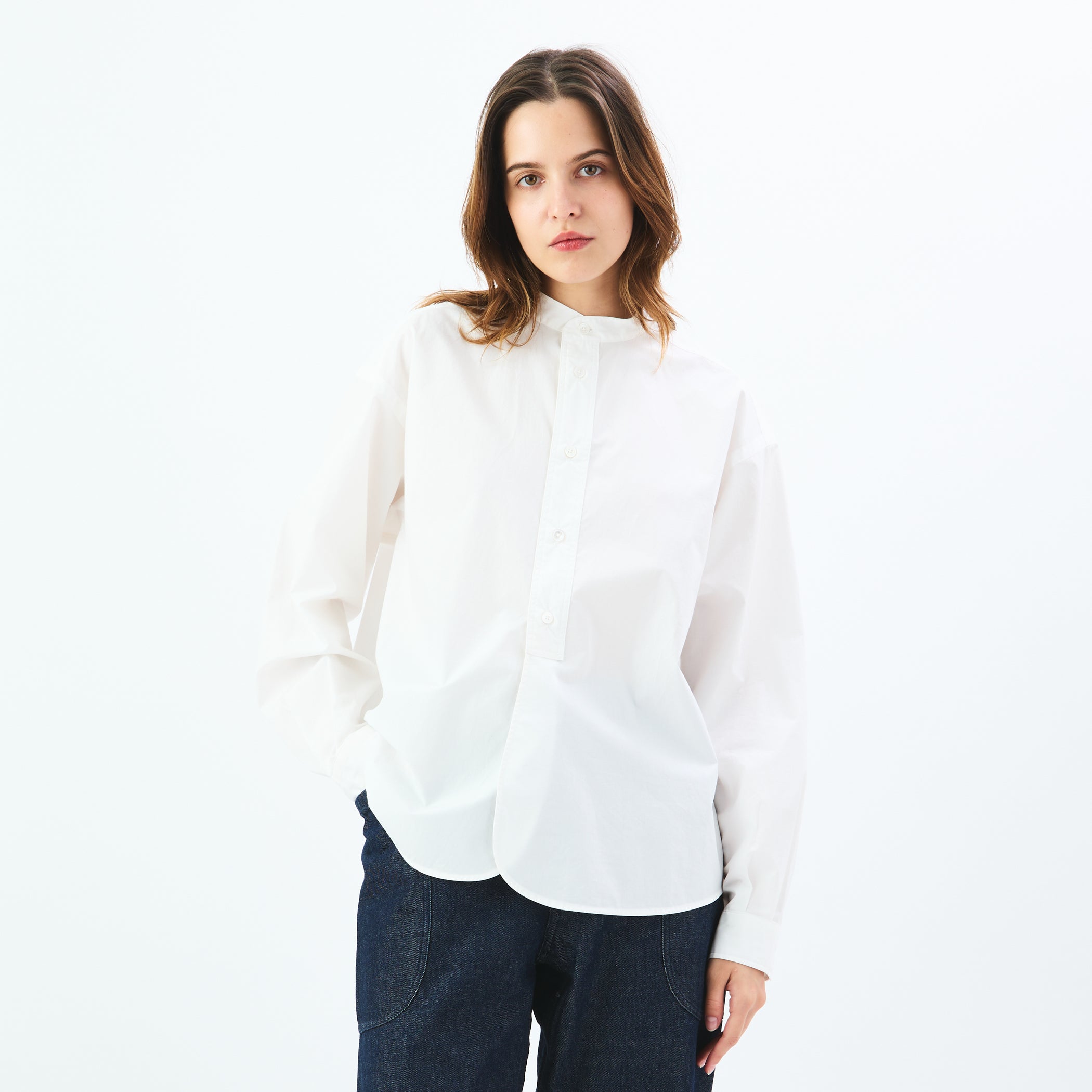 Typewriter Band Collar Shirt