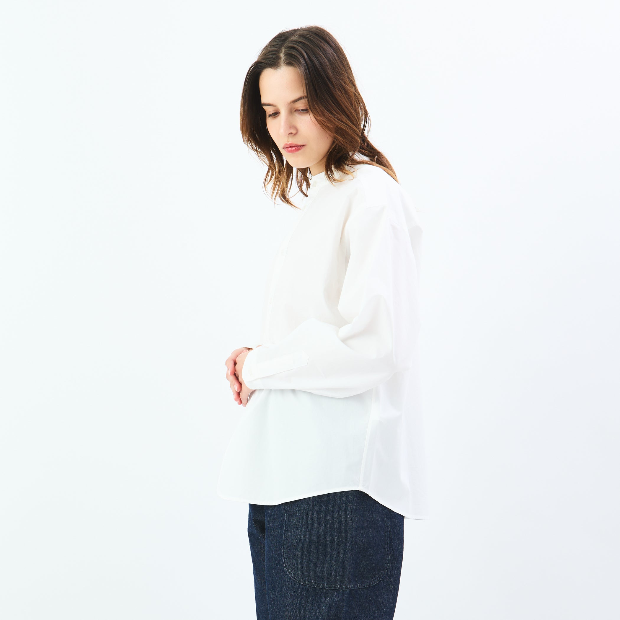 Typewriter Band Collar Shirt