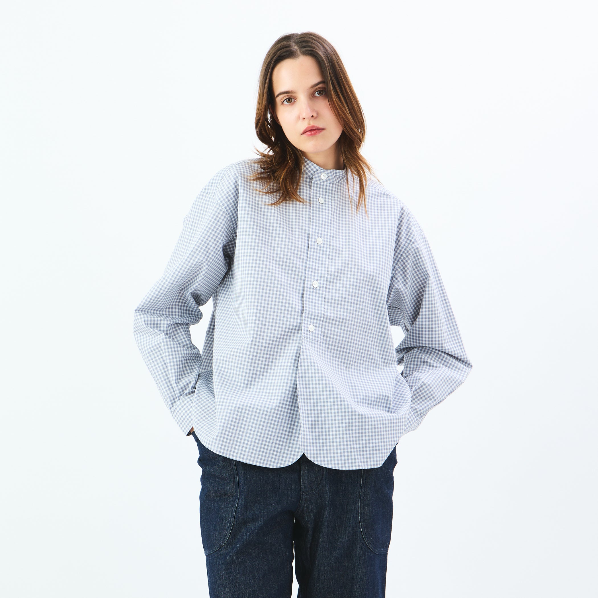 Typewriter Band Collar Shirt