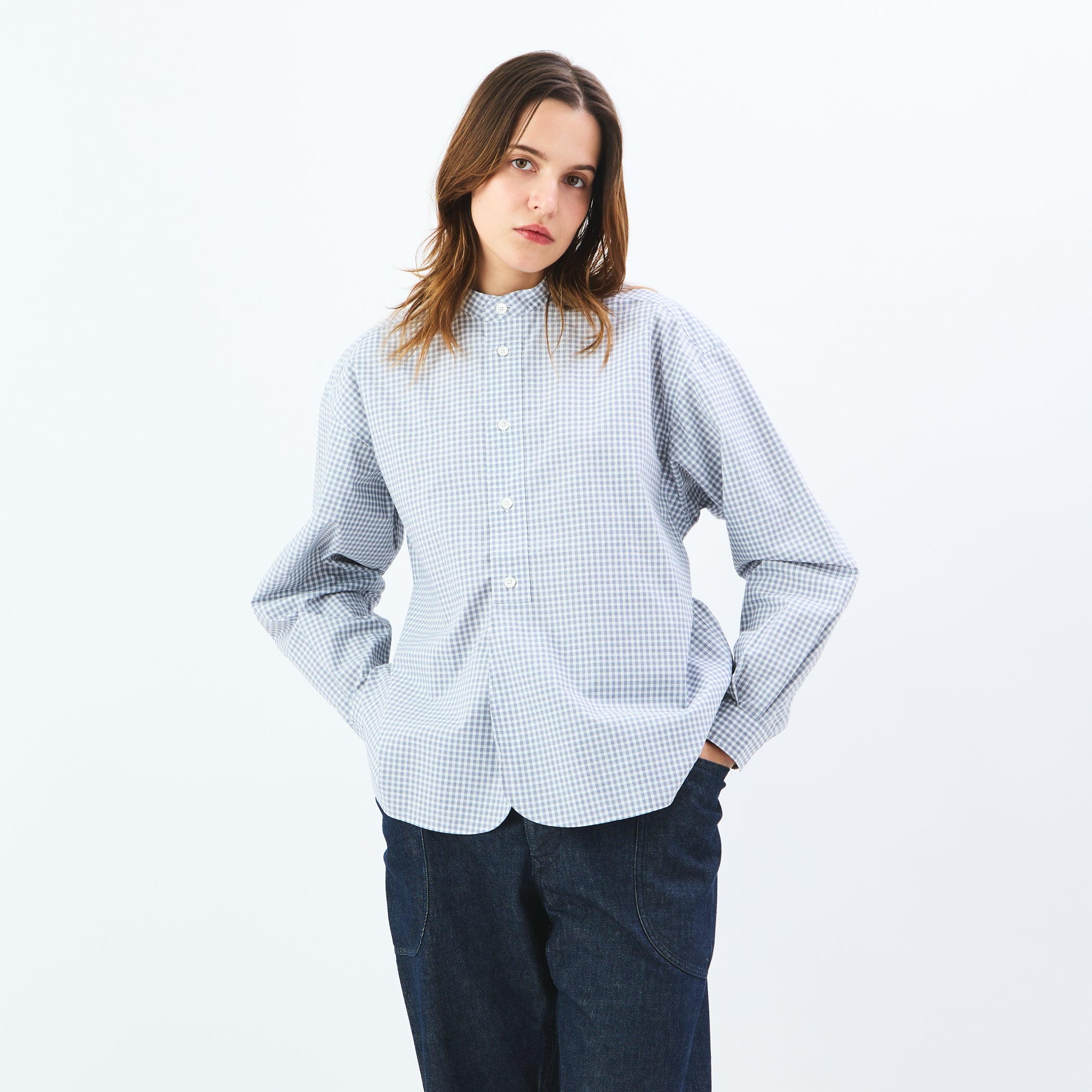 Typewriter Band Collar Shirt