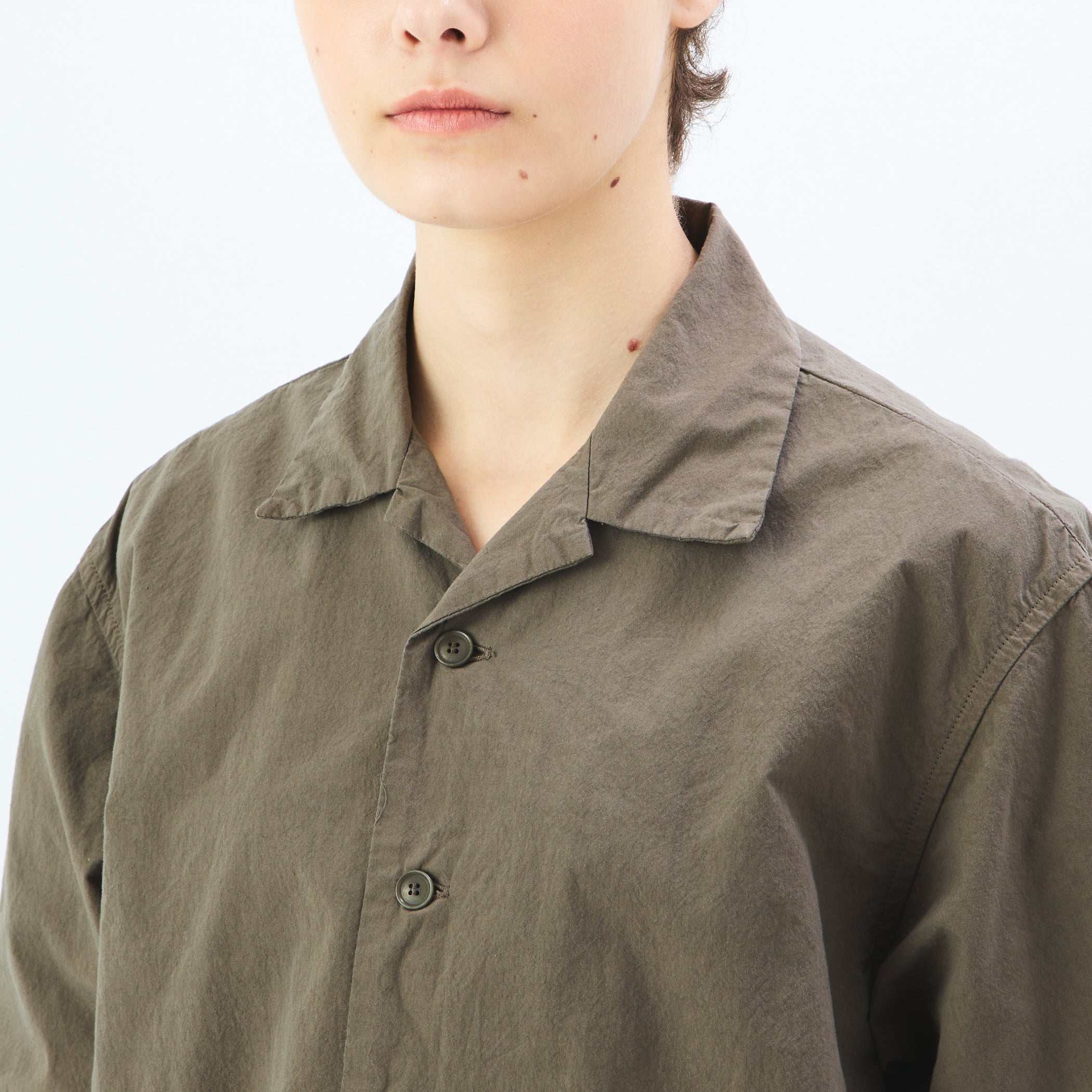 Garment Dye Poplin Open Collar Half Sleeve Shirt