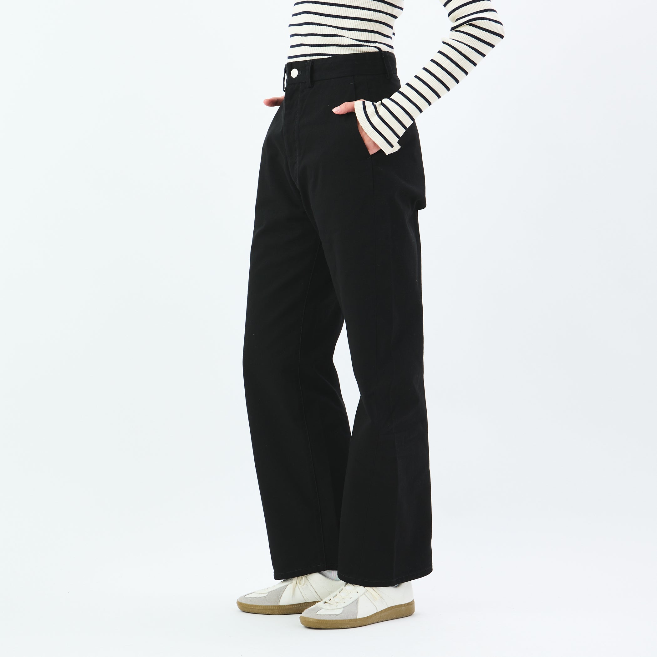 Cotton Drill Wide Pants