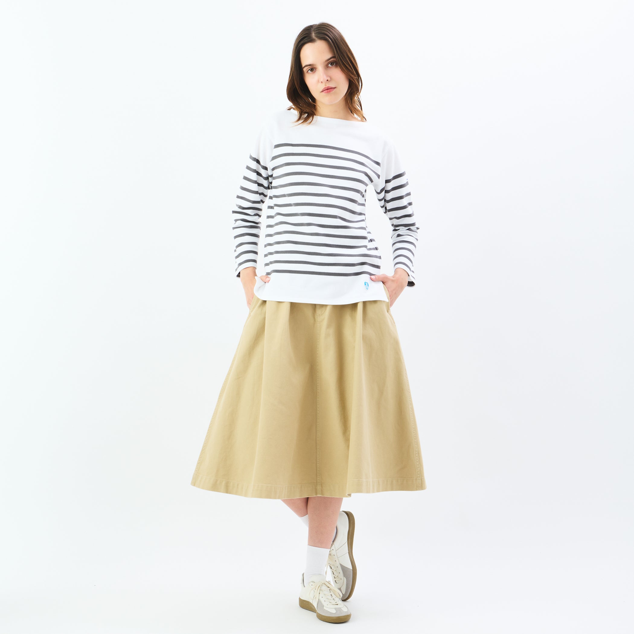 Women's French Worker Serge Belted Skirt