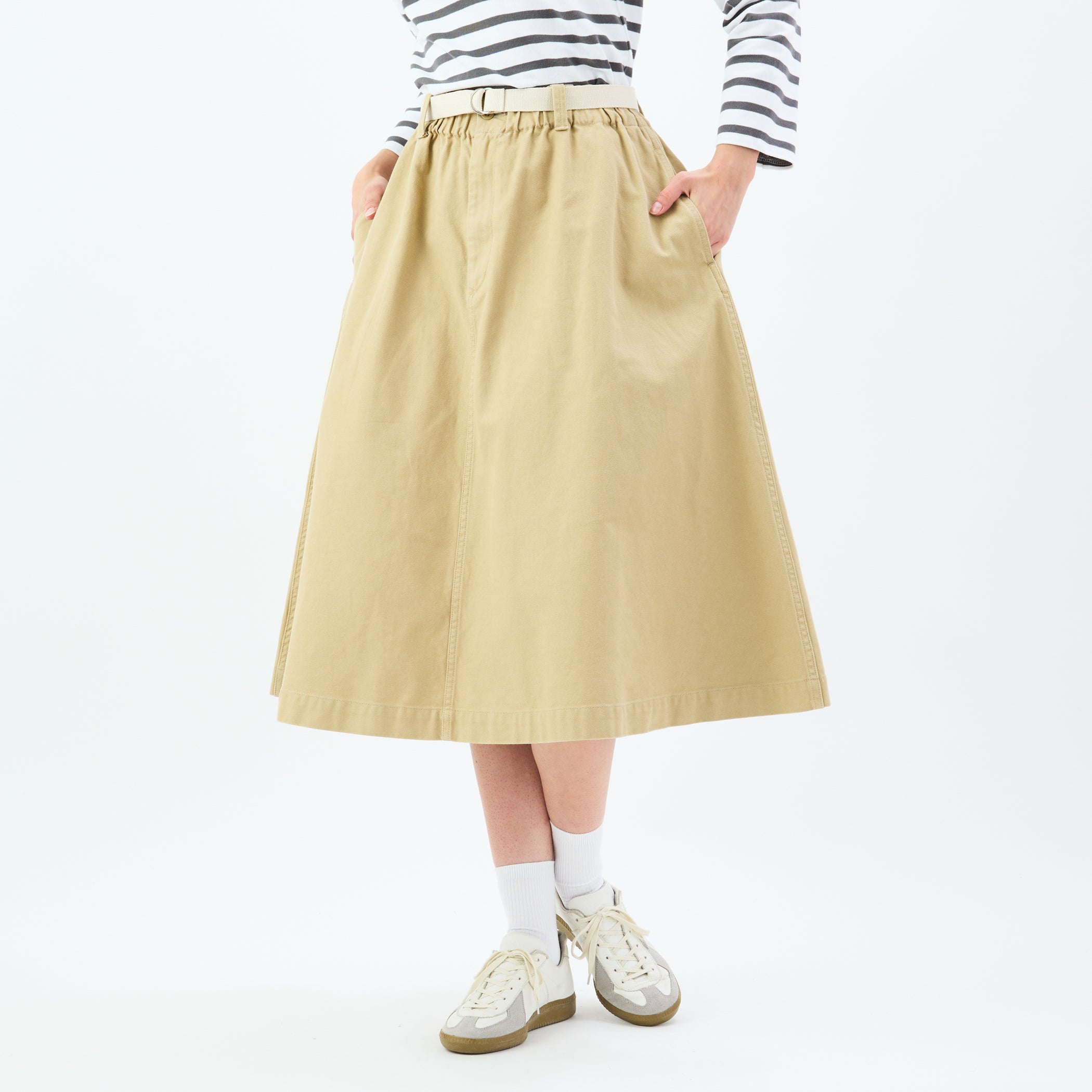 Women's French Worker Serge Belted Skirt