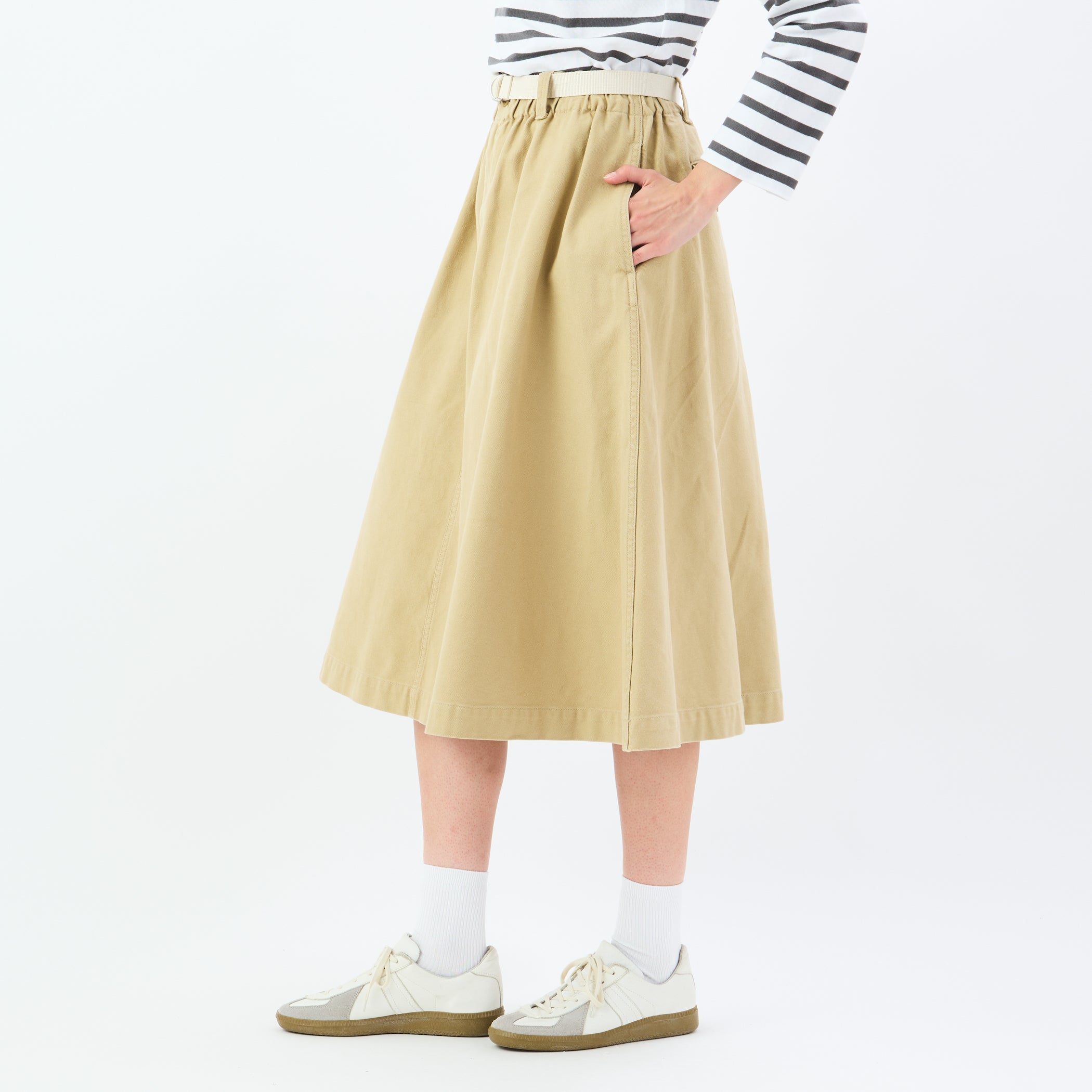 Women's French Worker Serge Belted Skirt